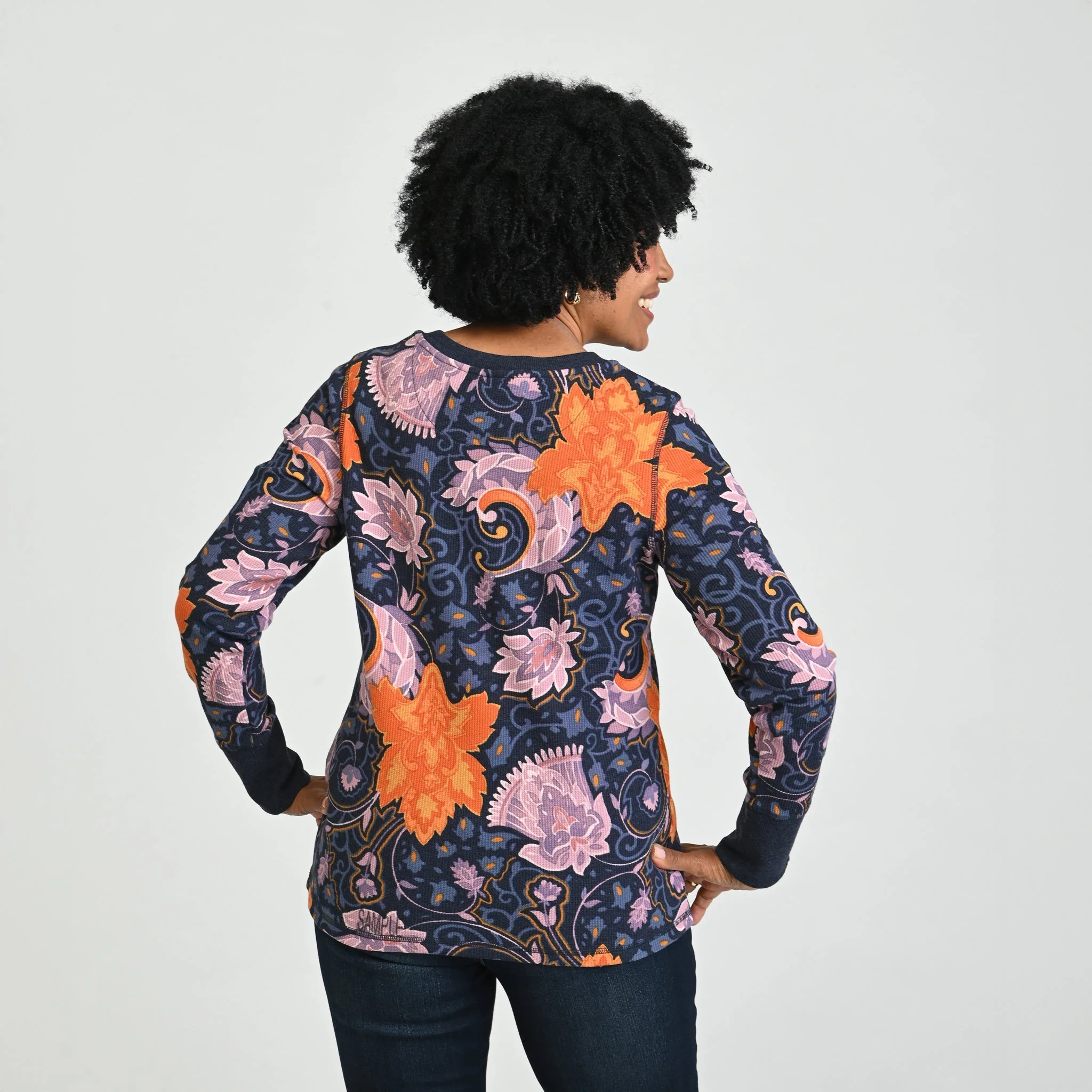 Christopher & Banks Printed Button Cuff Thermal Tee - Image 10