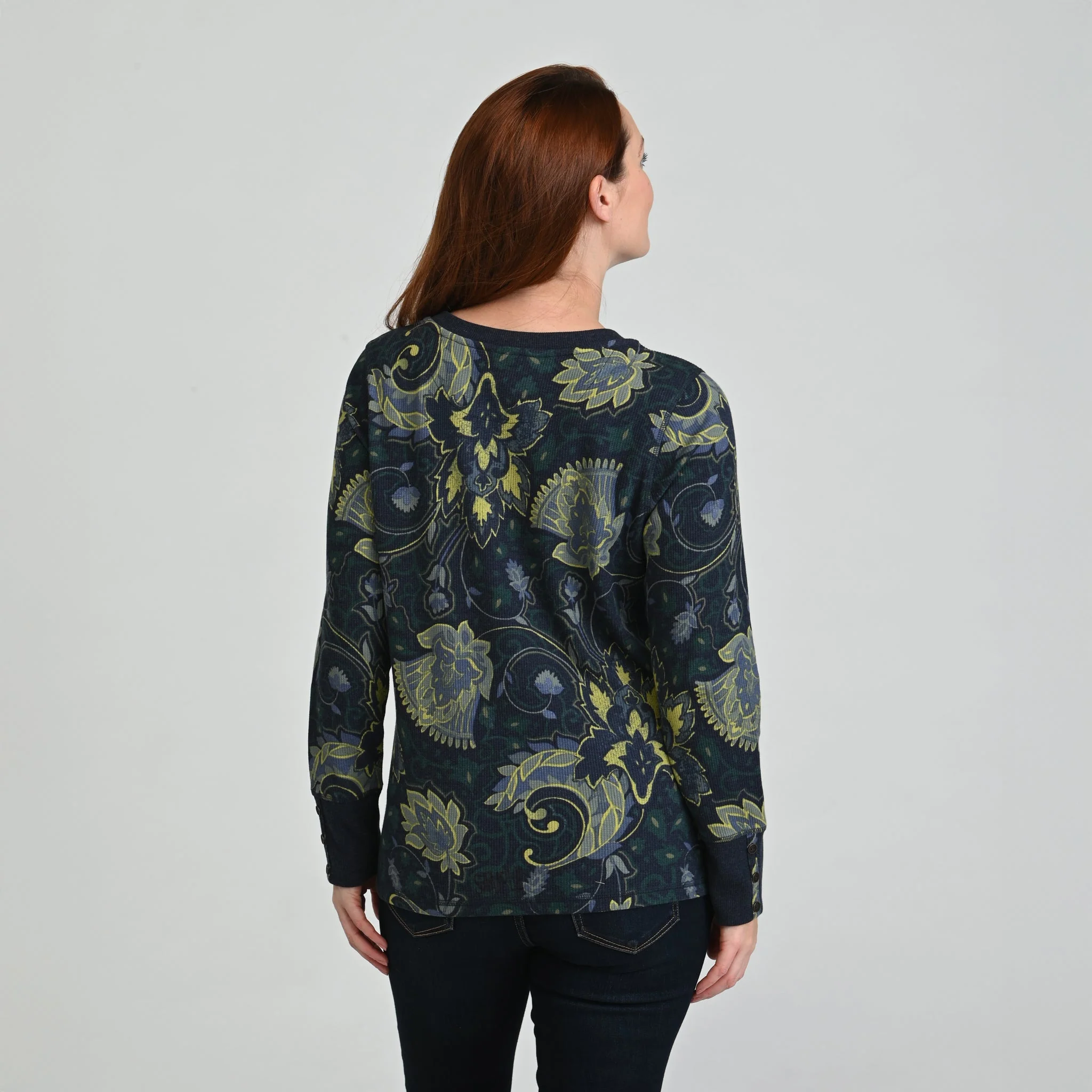 Christopher & Banks Printed Button Cuff Thermal Tee - Image 5