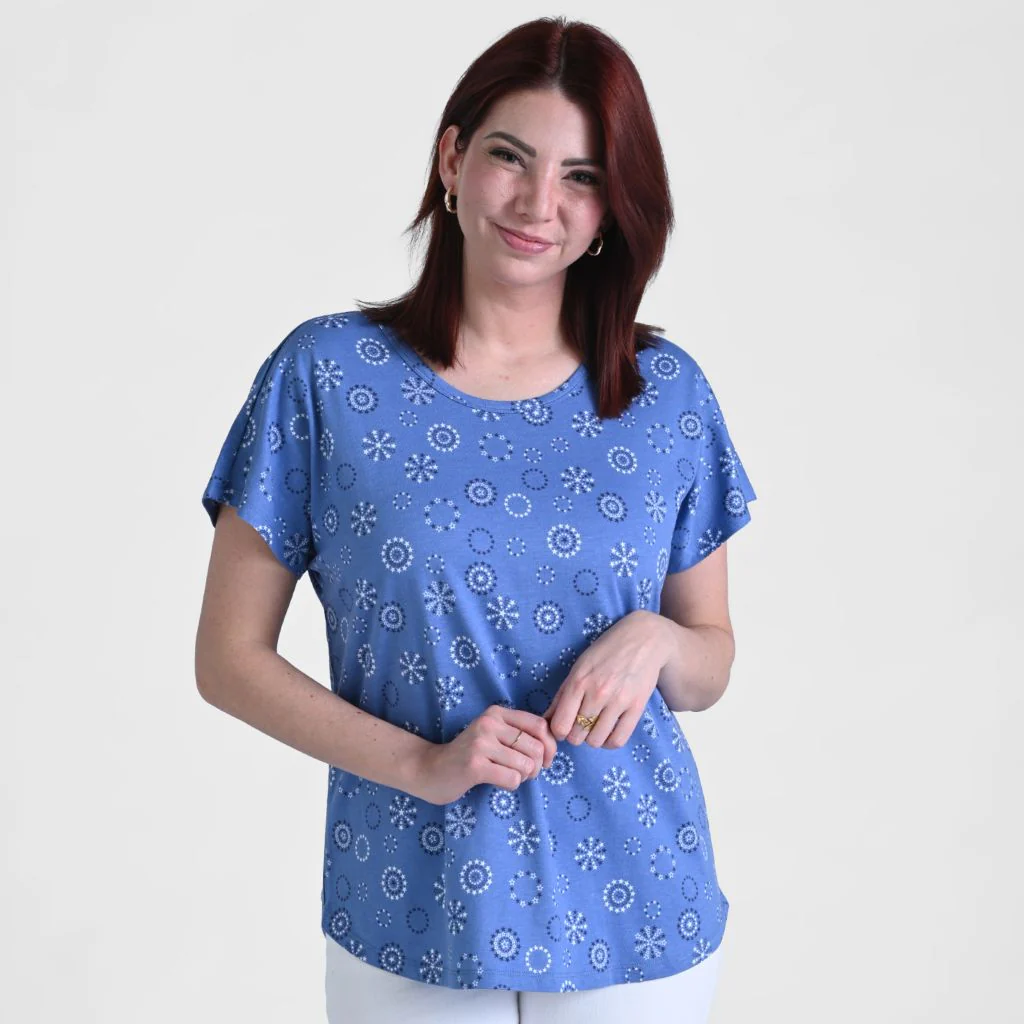 Christopher & Banks Printed Lattice Back Short Sleeve Tee - Image 2