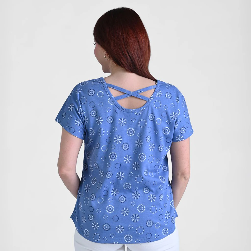 Christopher & Banks Printed Lattice Back Short Sleeve Tee - Image 3