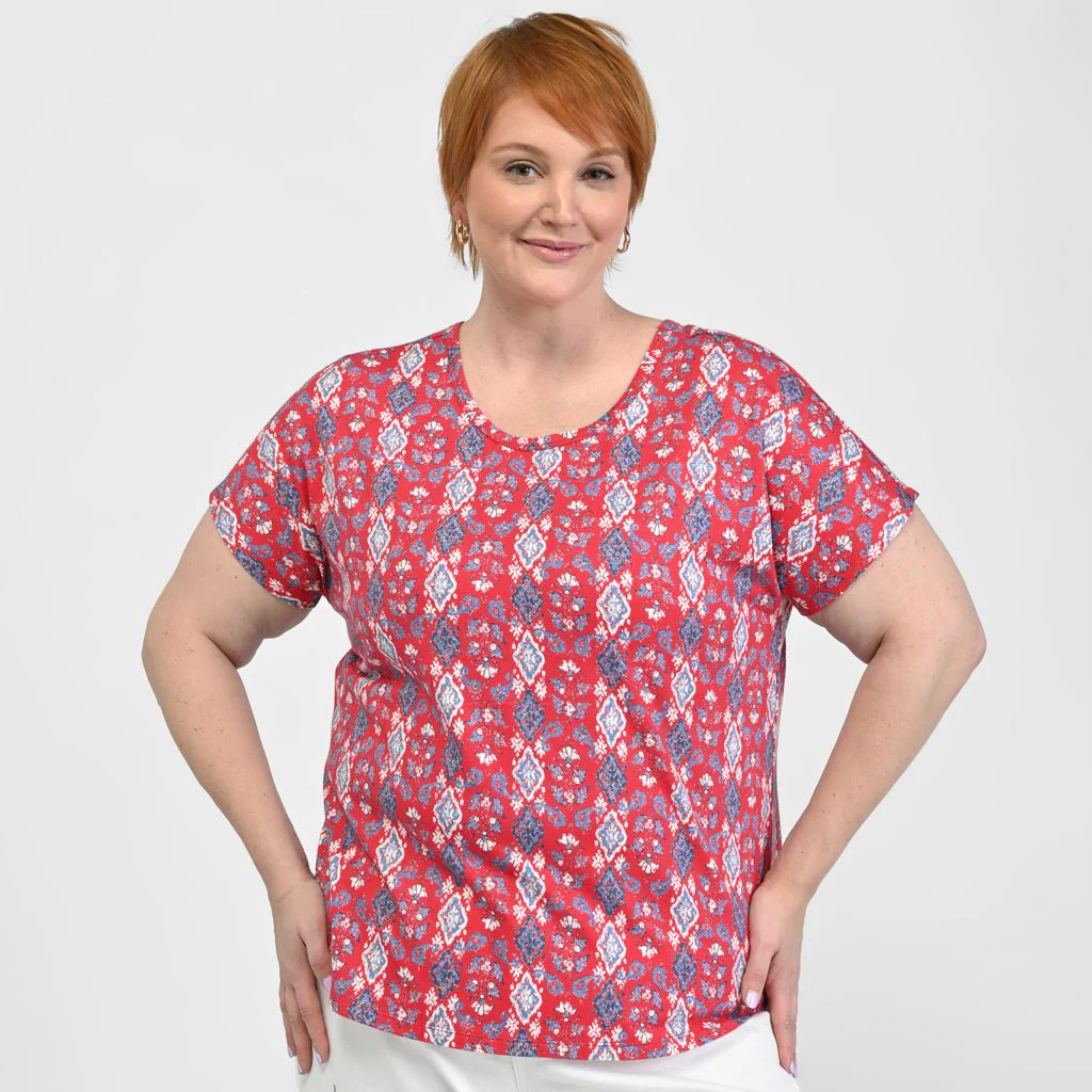 Christopher & Banks Printed Lattice Back Short Sleeve Tee - Image 5