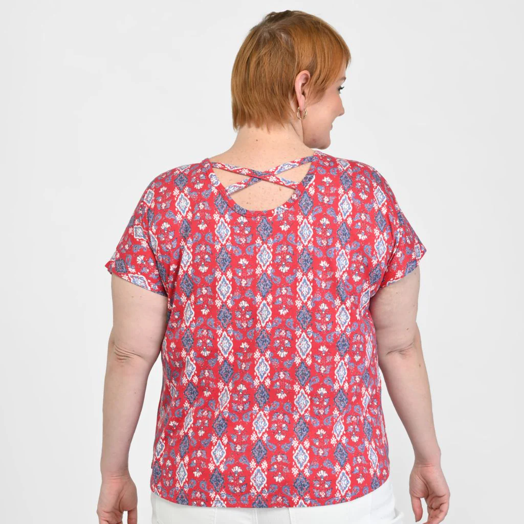 Christopher & Banks Printed Lattice Back Short Sleeve Tee - Image 7