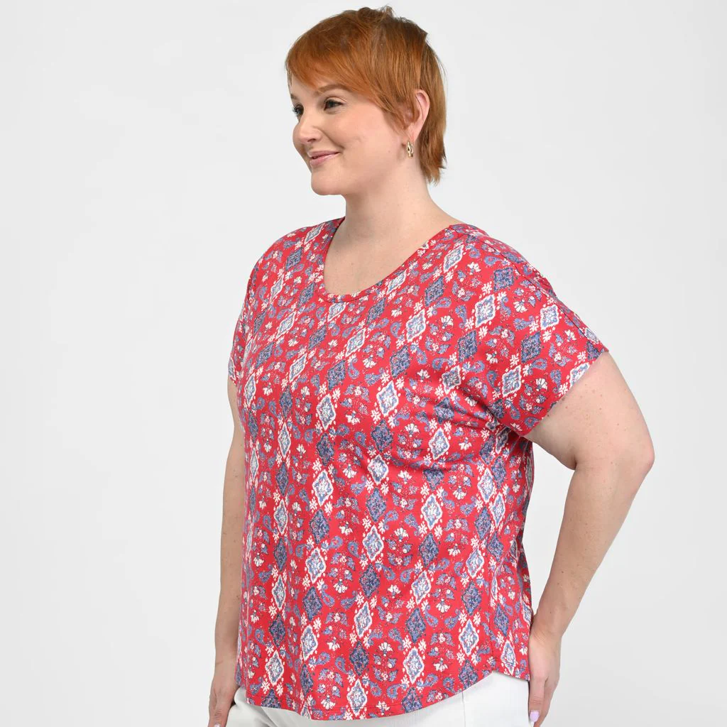 Christopher & Banks Printed Lattice Back Short Sleeve Tee - Image 8