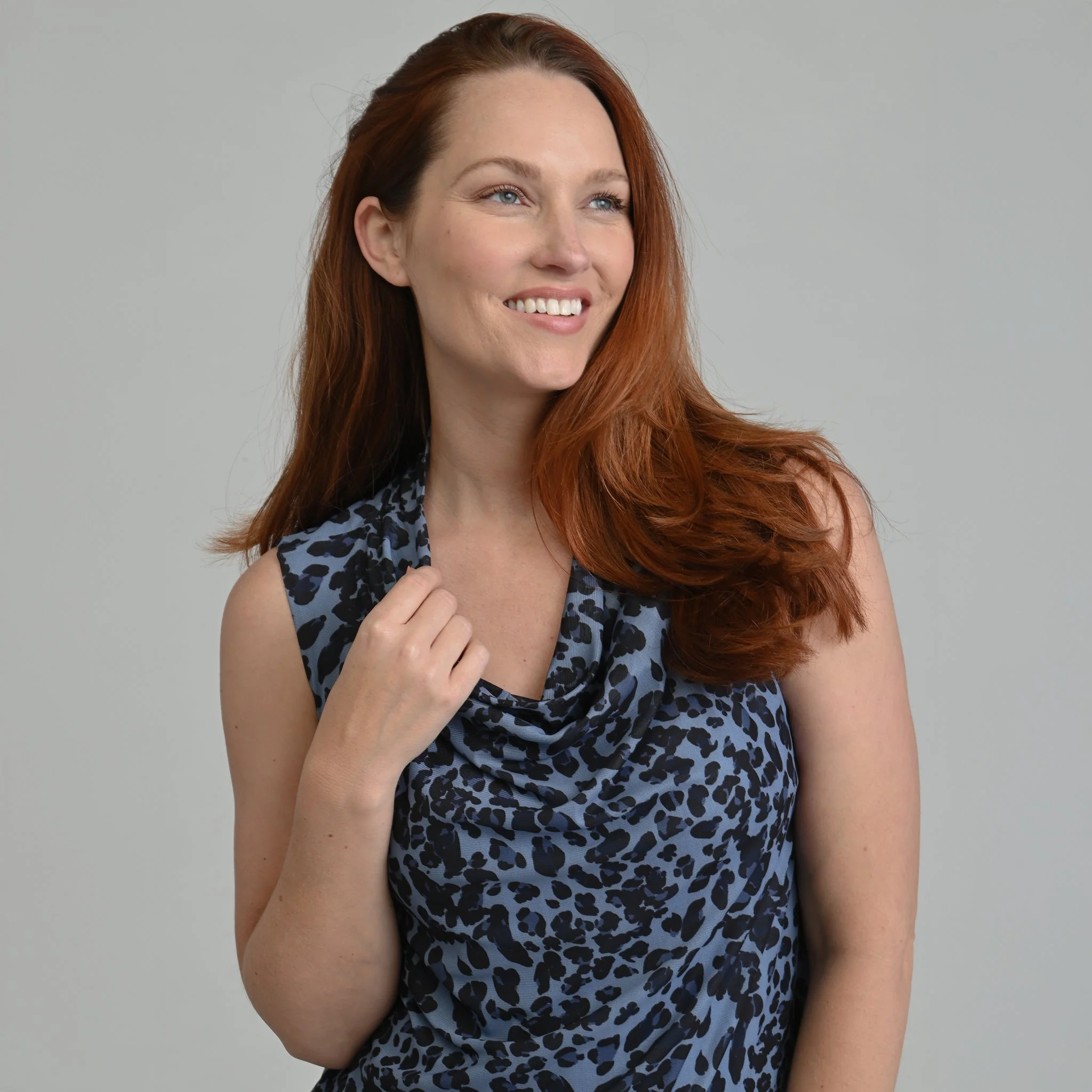 Christopher & Banks Printed Mesh Cowl Neck Shell - Image 10