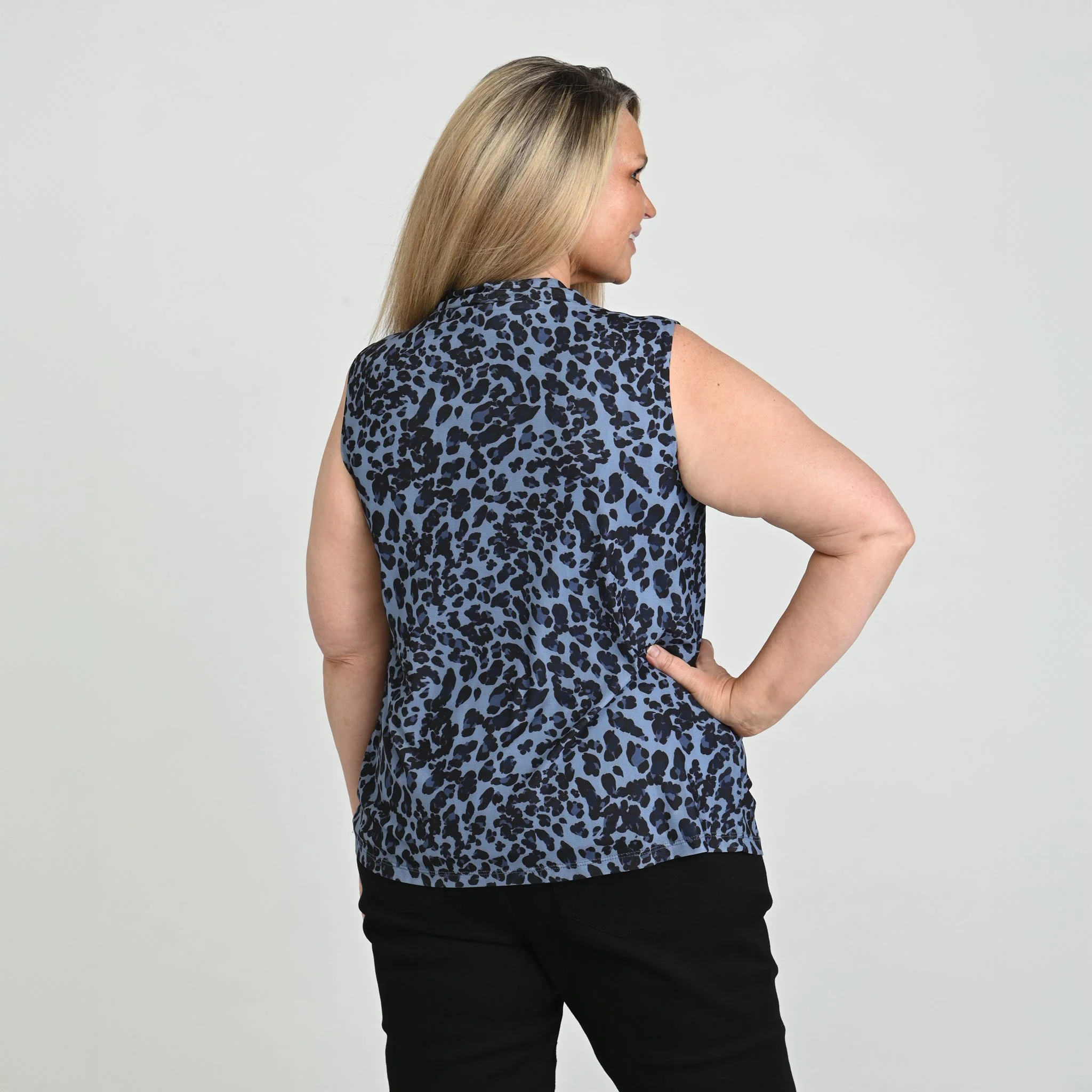 Christopher & Banks Printed Mesh Cowl Neck Shell - Image 13