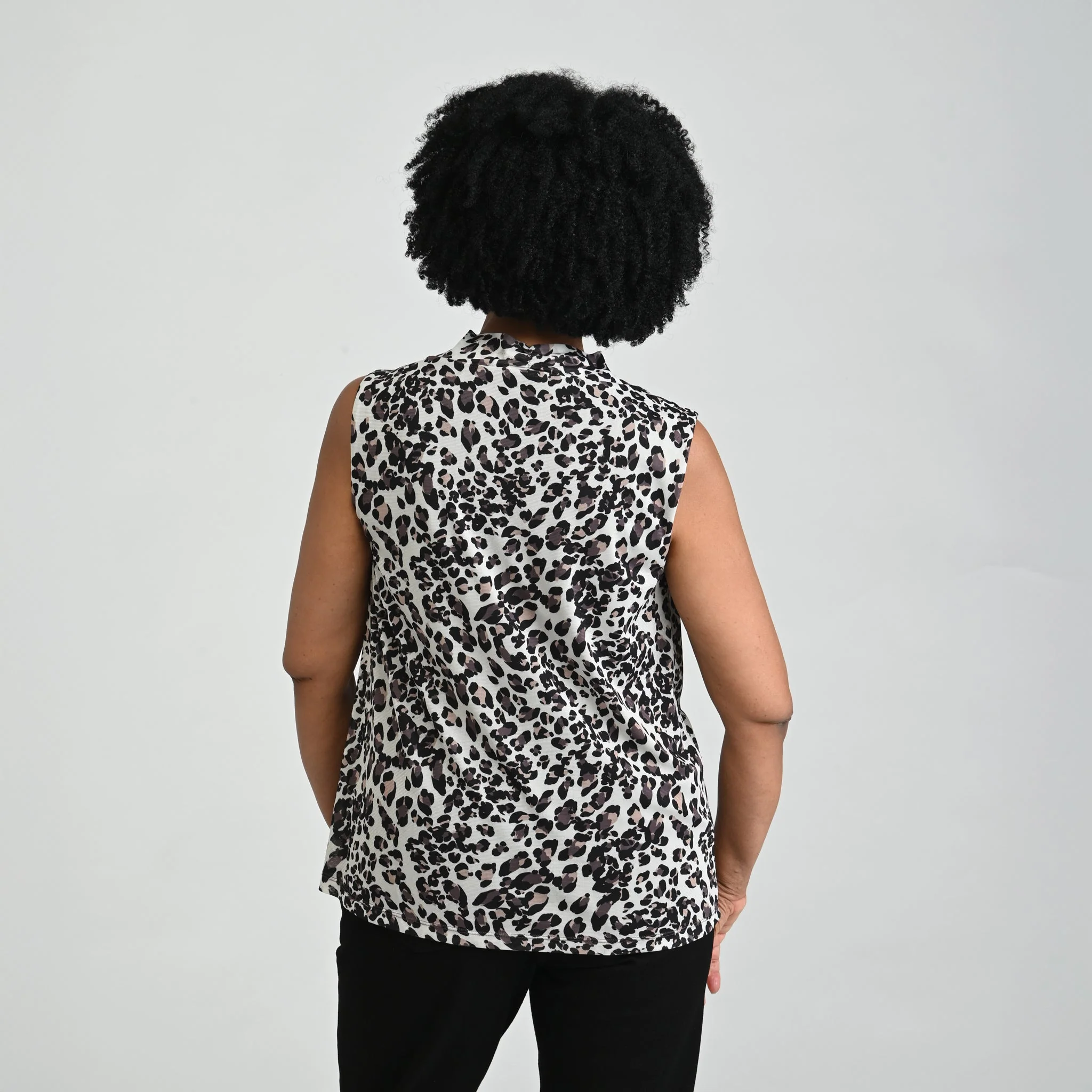 Christopher & Banks Printed Mesh Cowl Neck Shell - Image 4