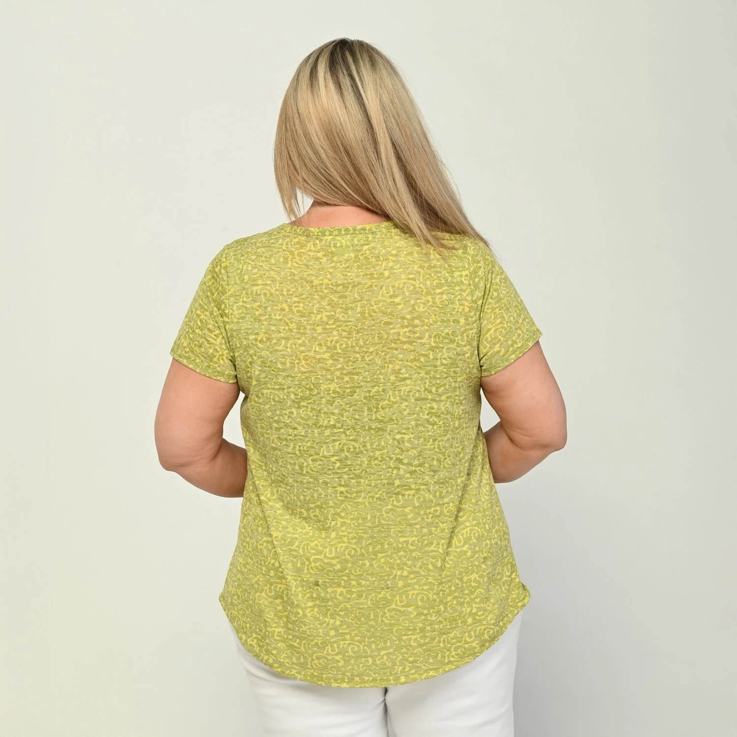 Christopher & Banks Printed V Neck Short Sleeve Burnout Tee - Image 7
