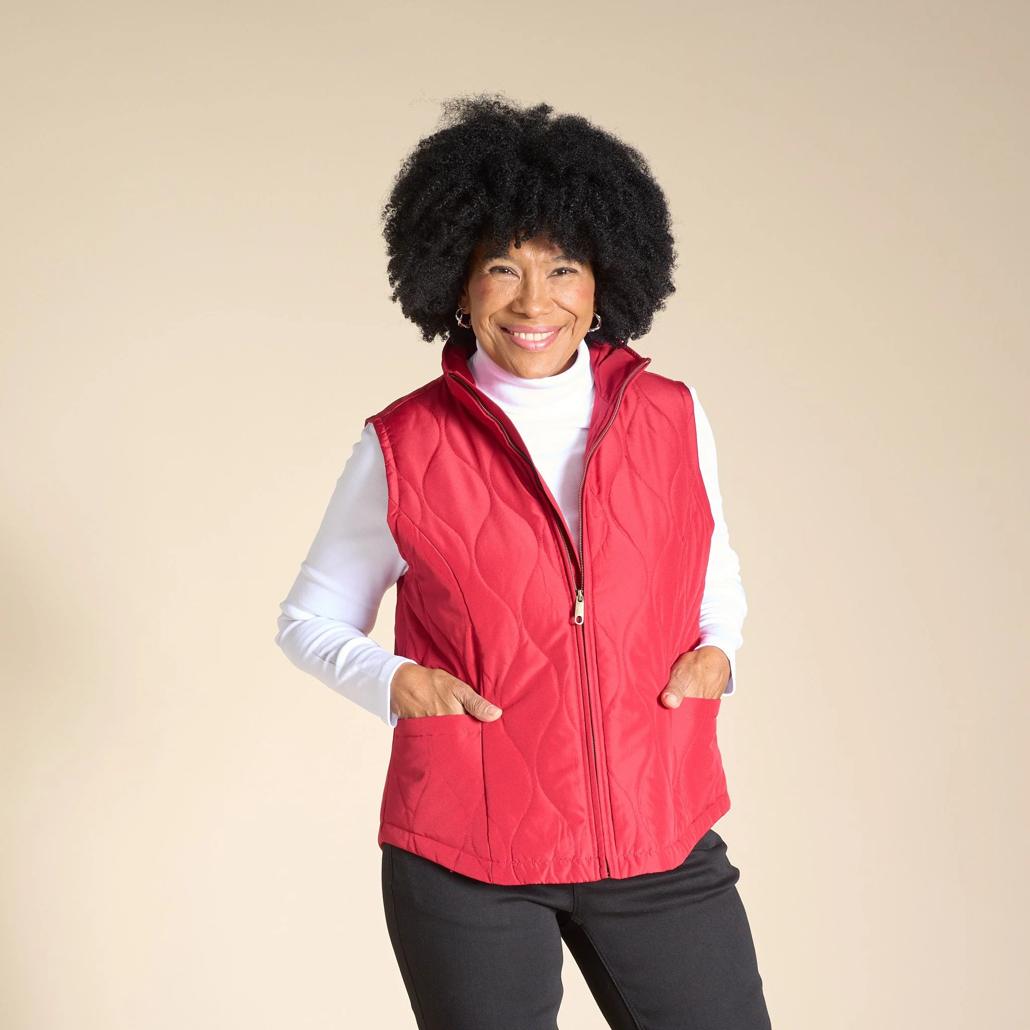 Christopher & Banks Quilted Zip Front Solid Vest - Image 11