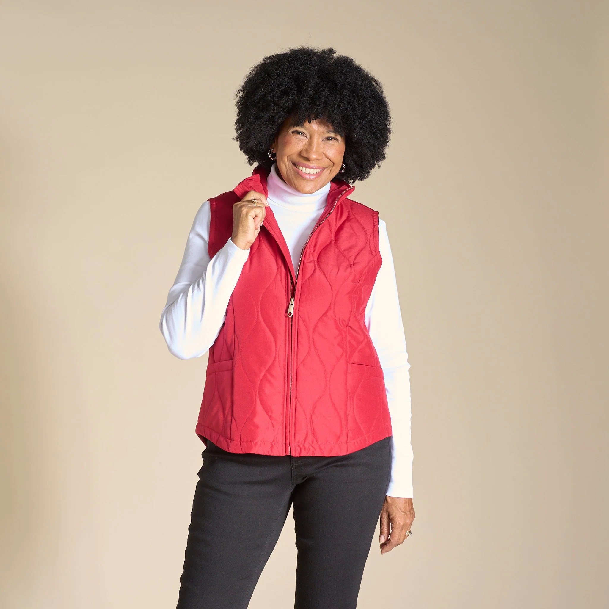 Christopher & Banks Quilted Zip Front Solid Vest - Image 12