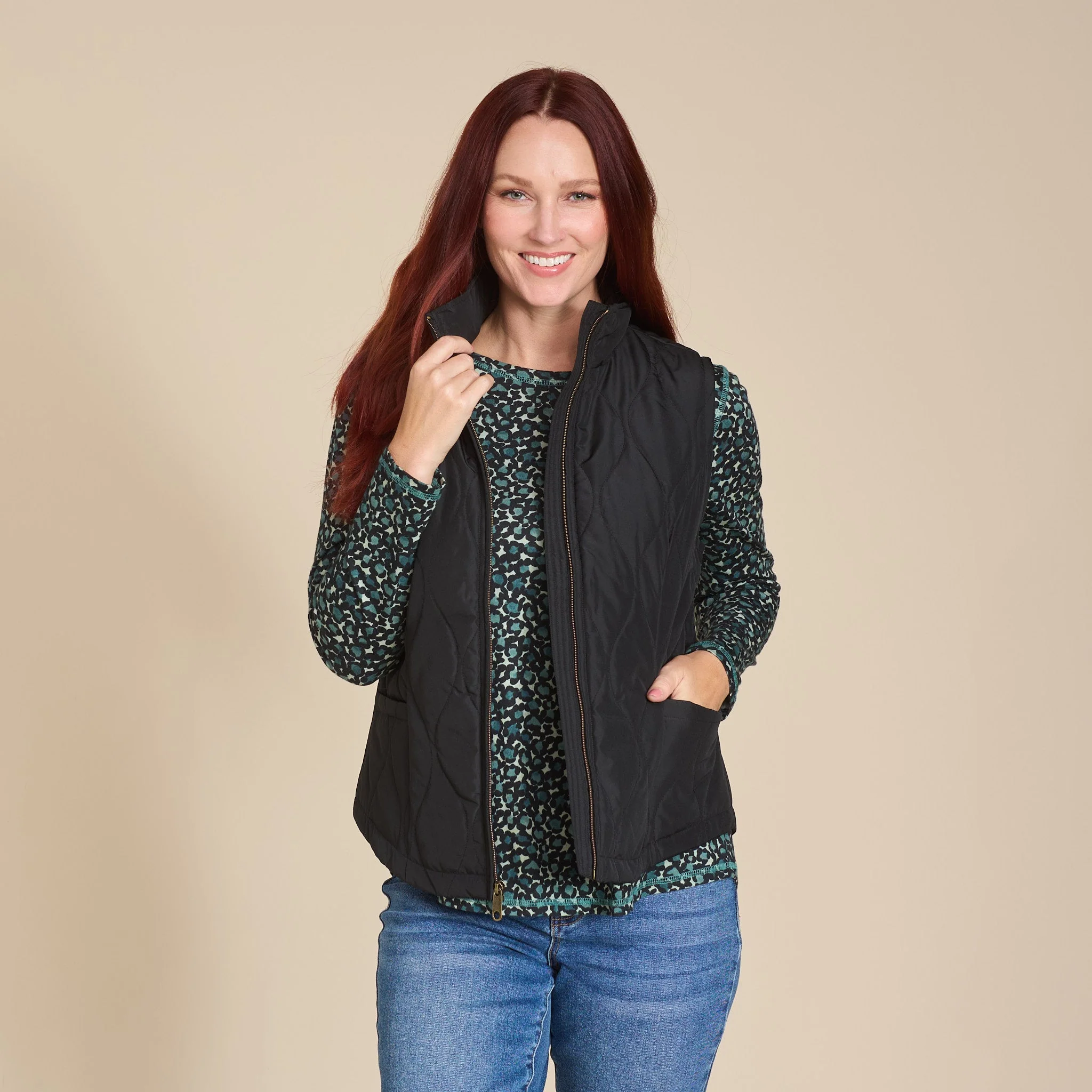 Christopher & Banks Quilted Zip Front Solid Vest - Image 4