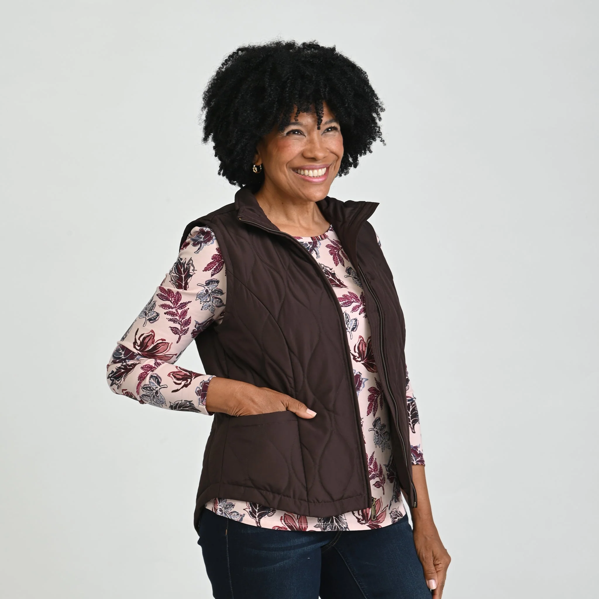 Christopher & Banks Quilted Zip Front Solid Vest - Image 7