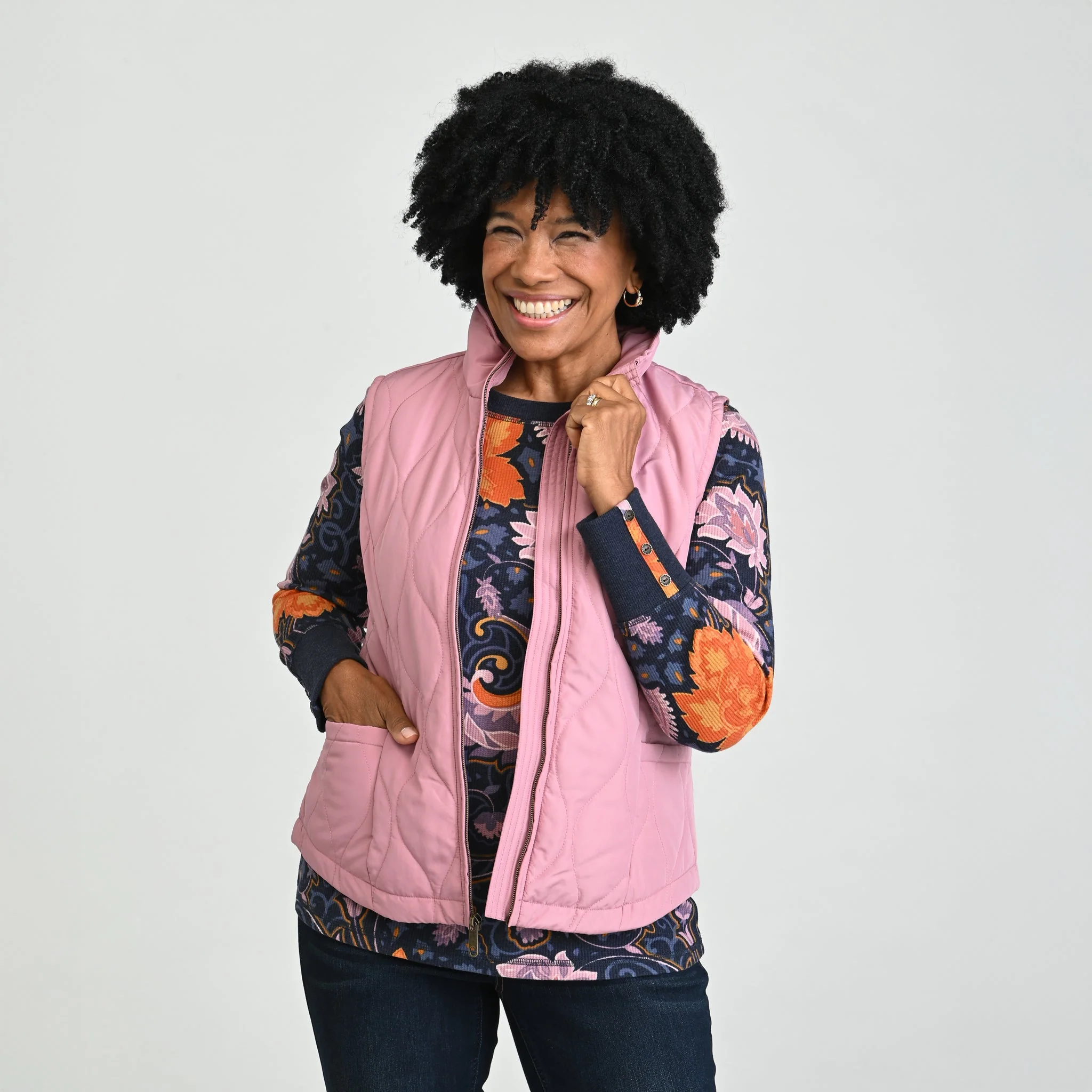 Christopher & Banks Quilted Zip Front Solid Vest - Image 8