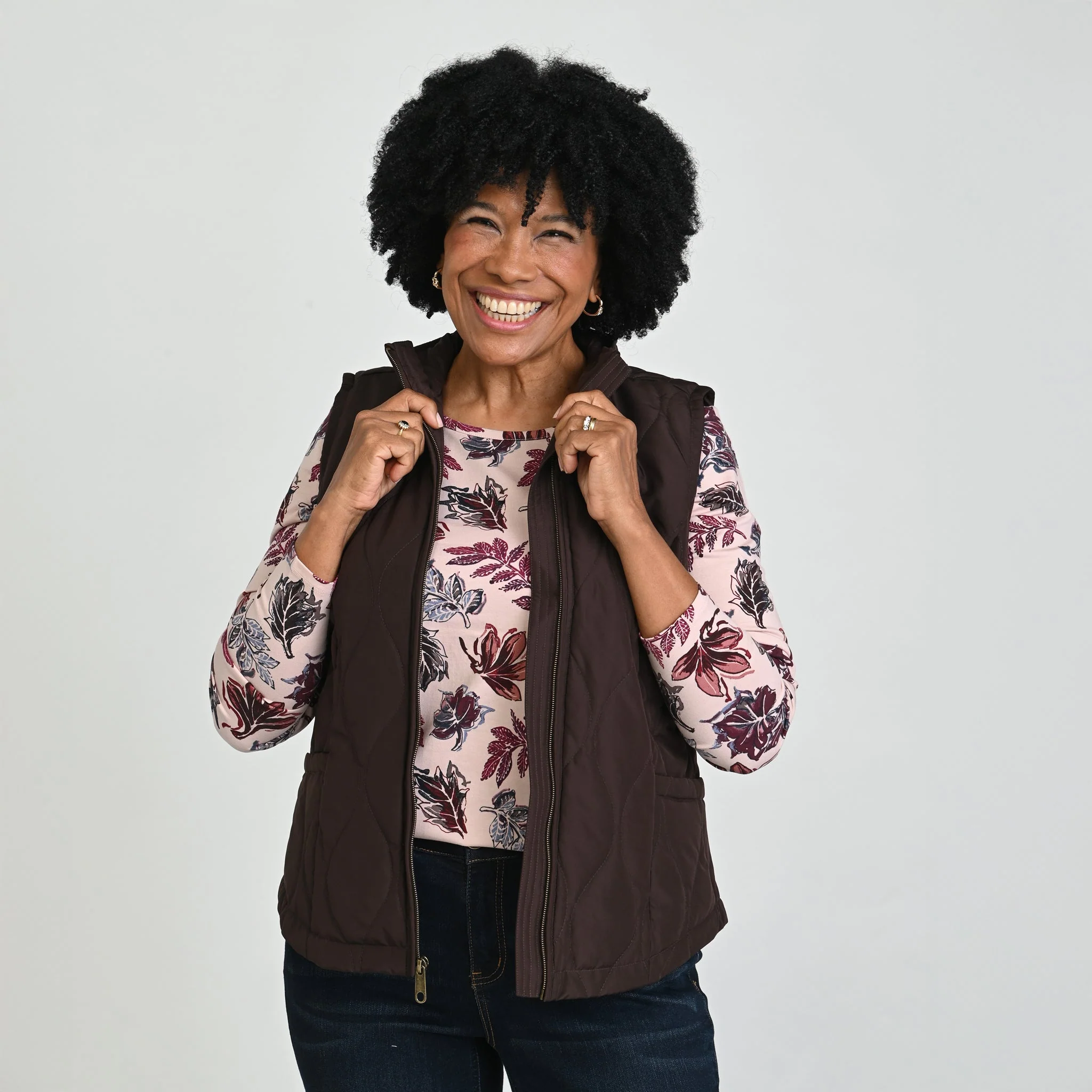 Christopher & Banks Quilted Zip Front Solid Vest - Image 9