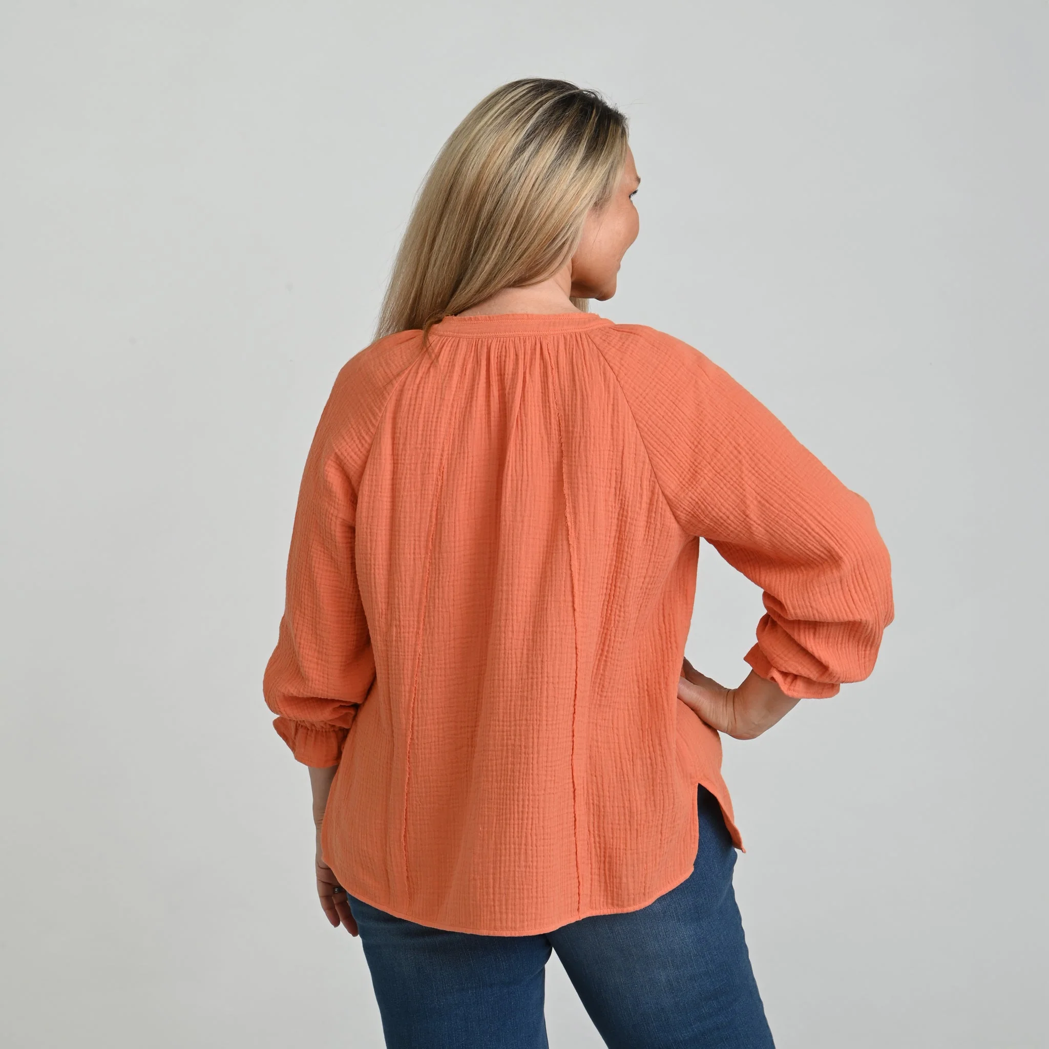 Christopher & Banks Raw Edge Y Neck Button Front Shirt - Image 15