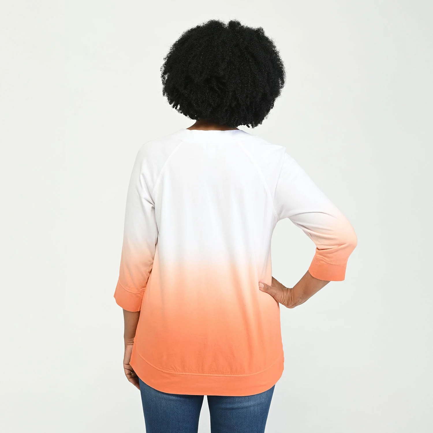 Christopher & Banks Relaxed Restyled Dip Dye 3/4 Sleeve Tee - Image 3