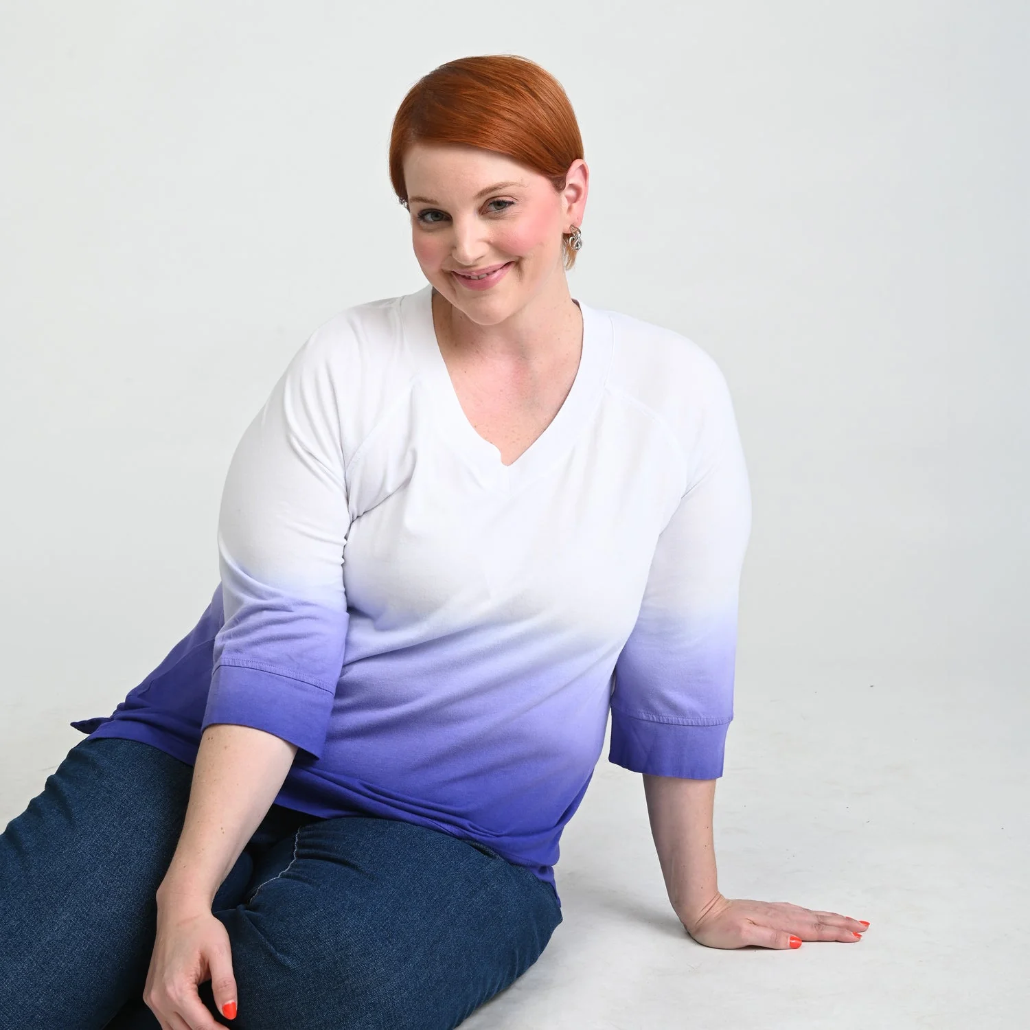 Christopher & Banks Relaxed Restyled Dip Dye 3/4 Sleeve Tee - Image 5
