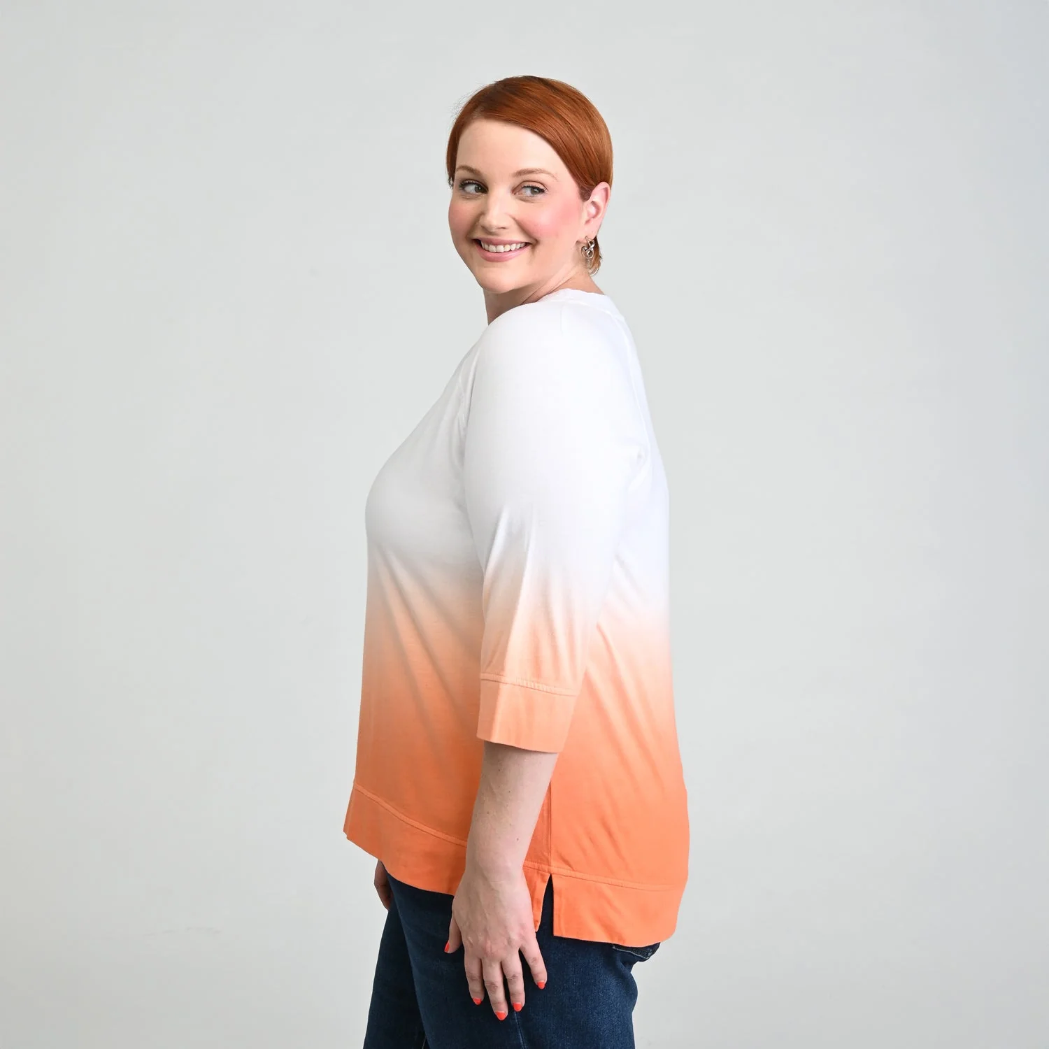 Christopher & Banks Relaxed Restyled Dip Dye 3/4 Sleeve Tee - Image 8