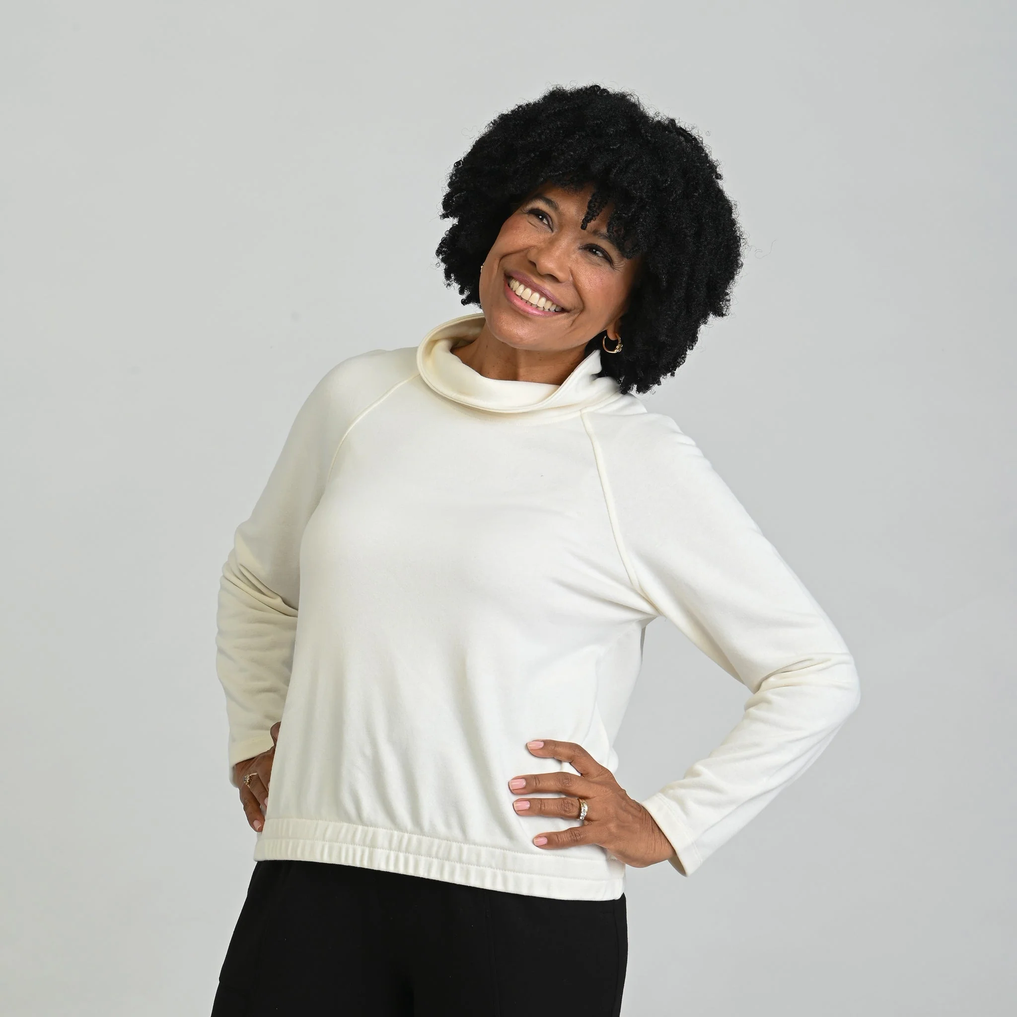 Christopher & Banks Relaxed Restyled French Terry Funnel Neck - Image 6