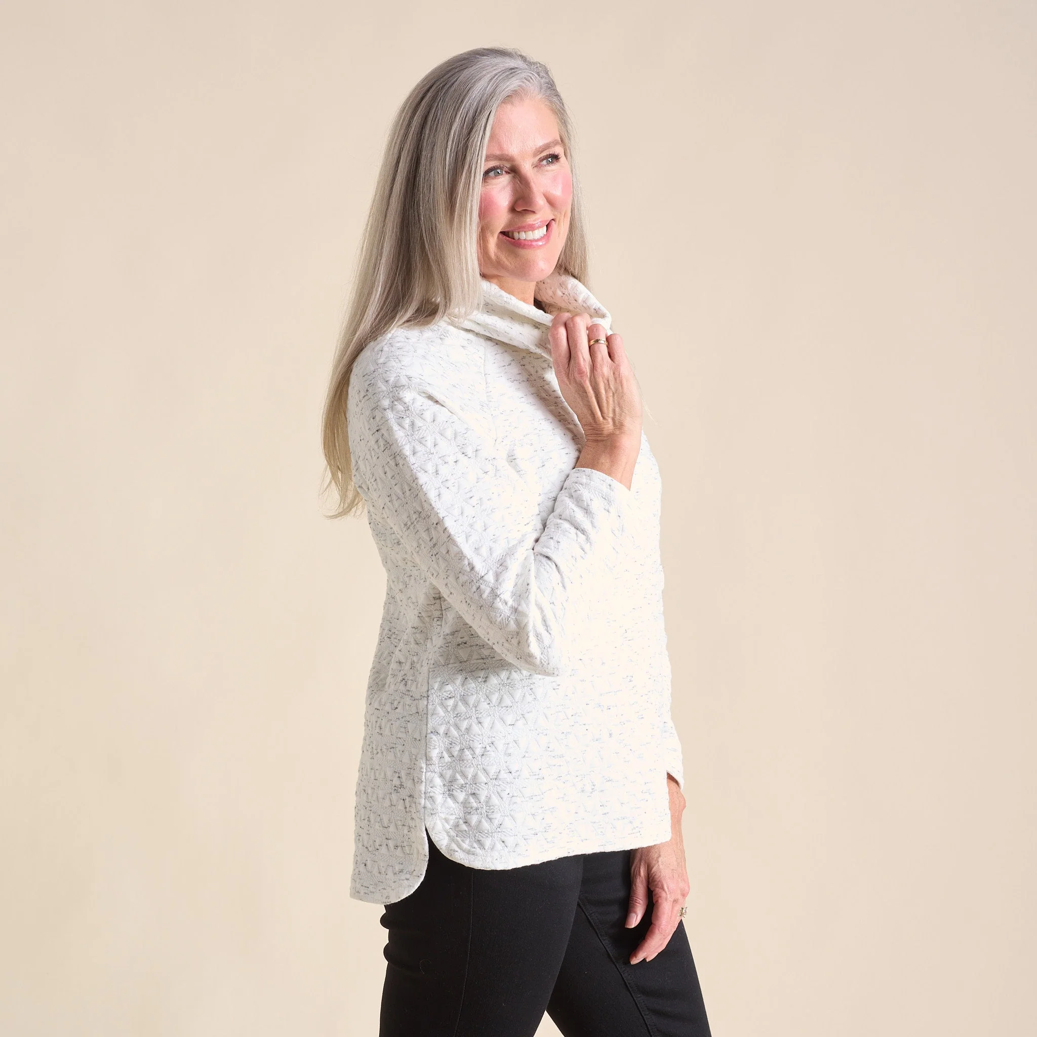 Christopher & Banks Relaxed Restyled Knit Jacquard Cowl Neck Top - Image 4