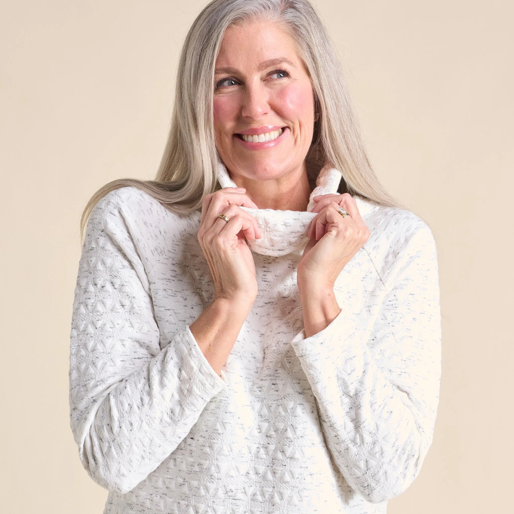 Christopher & Banks Relaxed Restyled Knit Jacquard Cowl Neck Top - Image 5