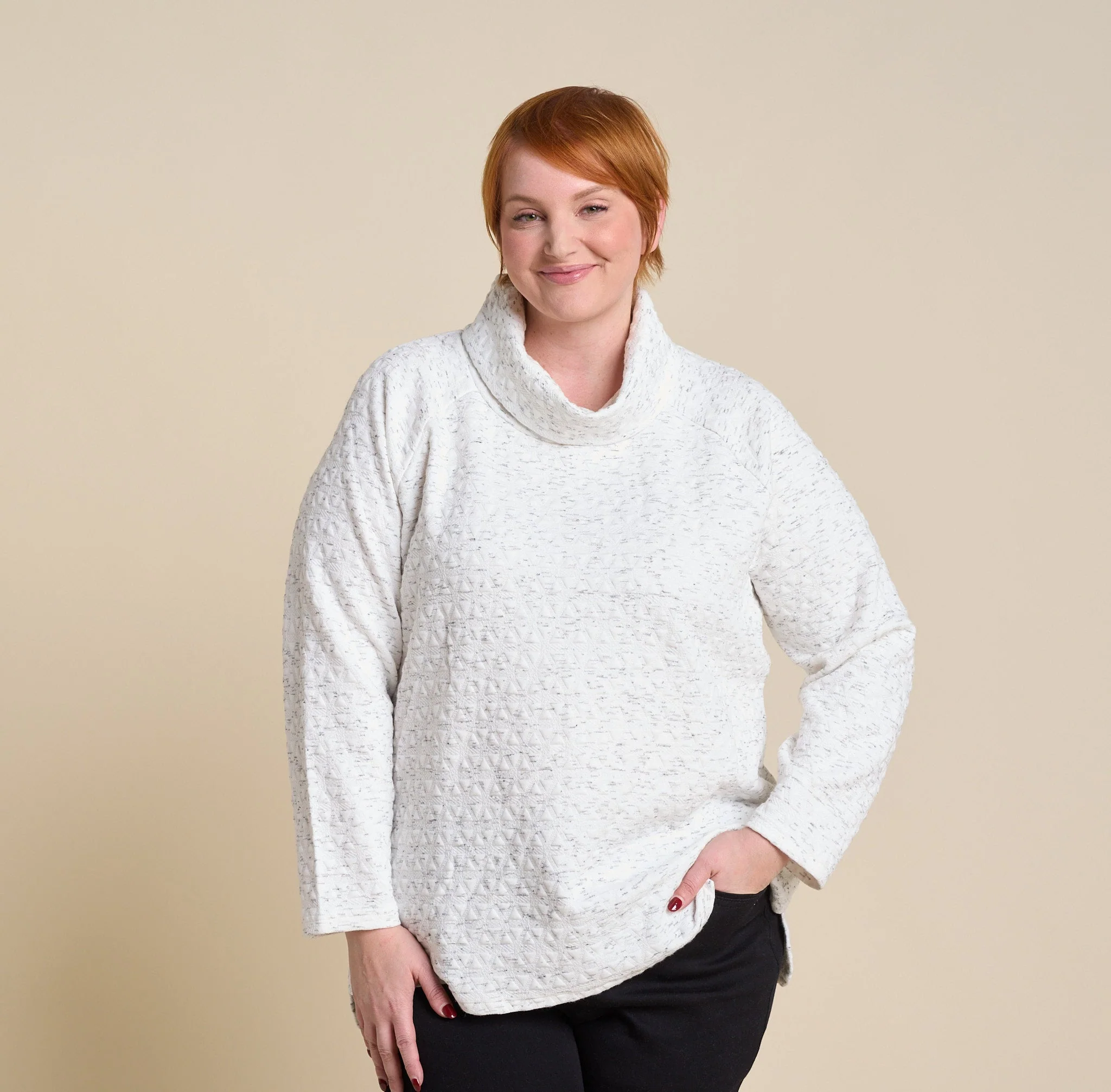 Christopher & Banks Relaxed Restyled Knit Jacquard Cowl Neck Top - Image 6