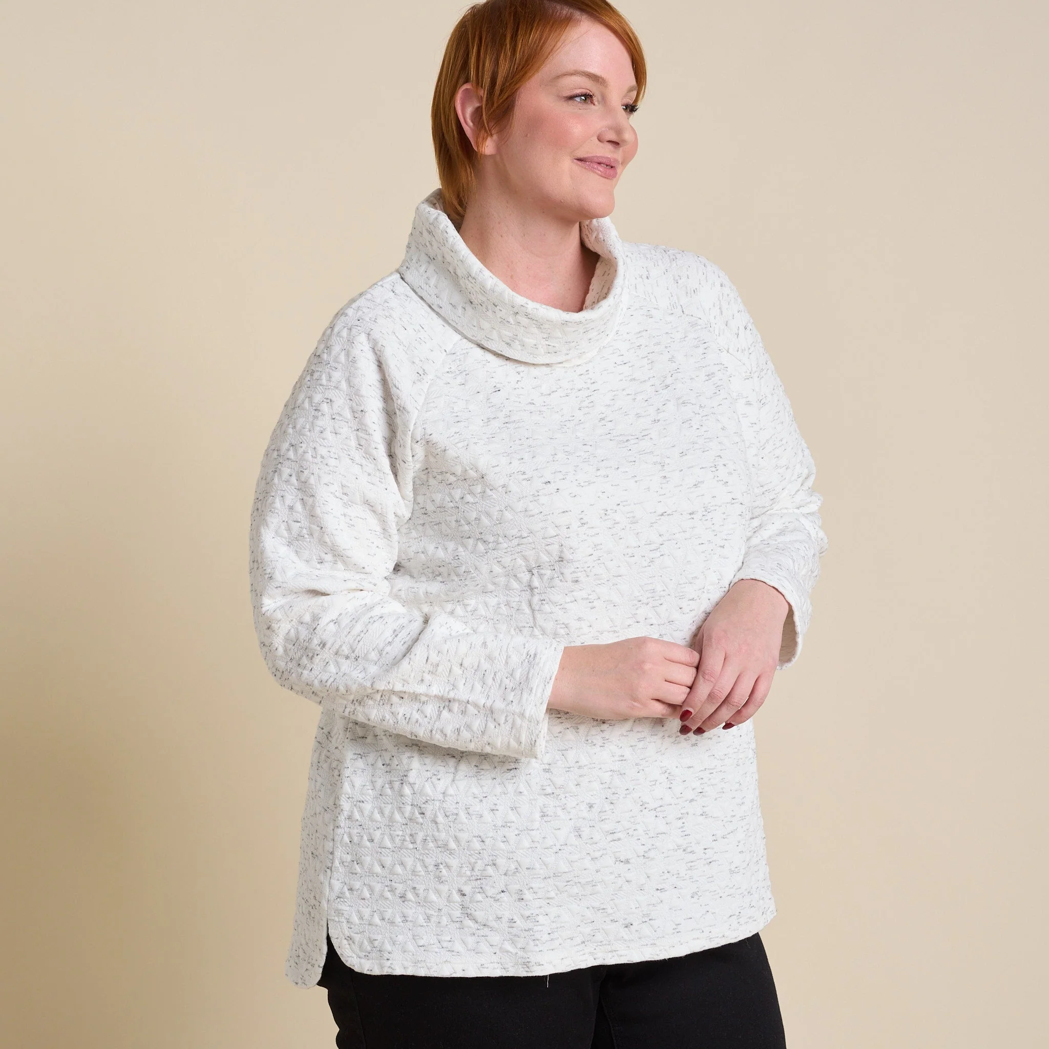 Christopher & Banks Relaxed Restyled Knit Jacquard Cowl Neck Top - Image 8