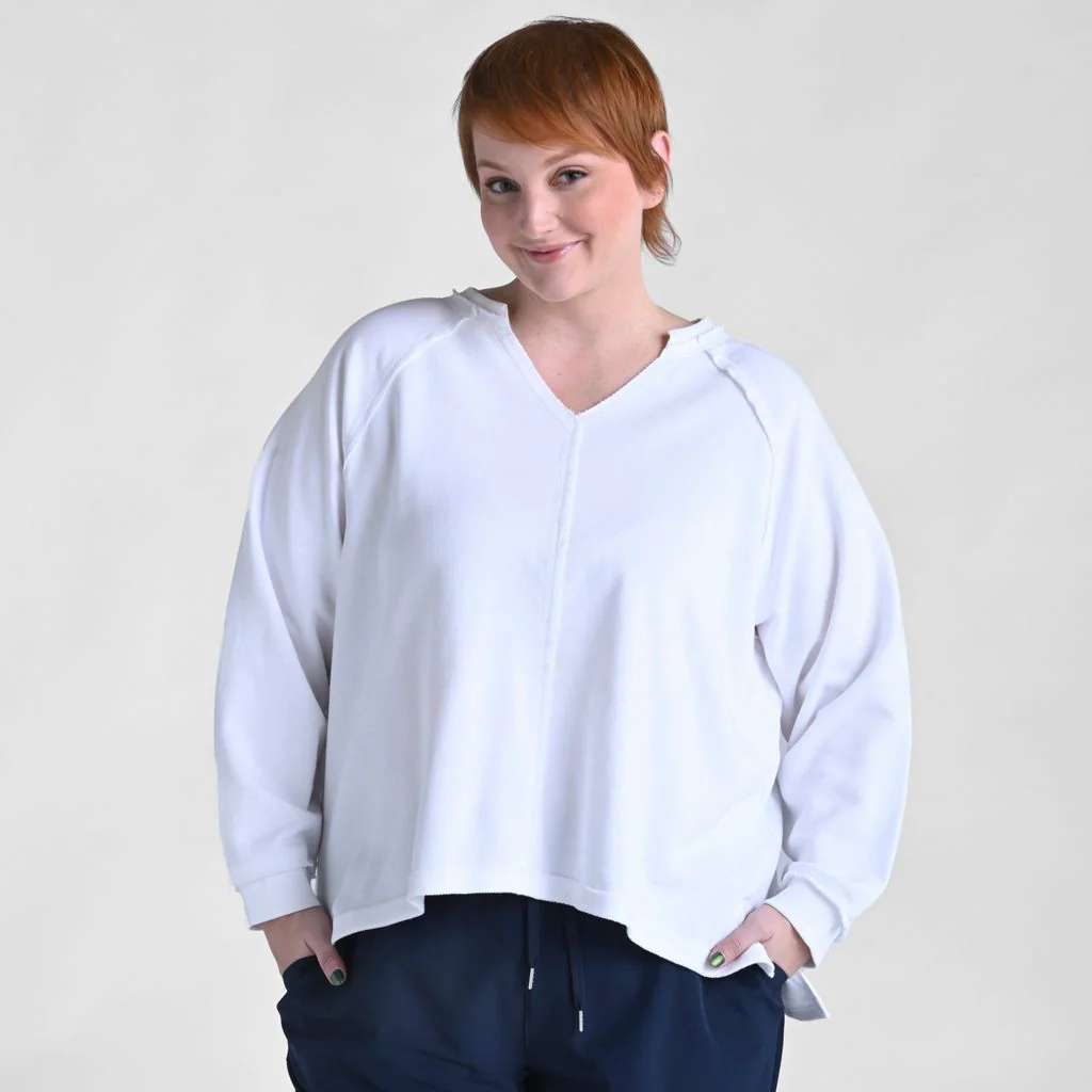 Christopher & Banks Relaxed Restyled Oversized French Terry Split Neck Top - Image 5