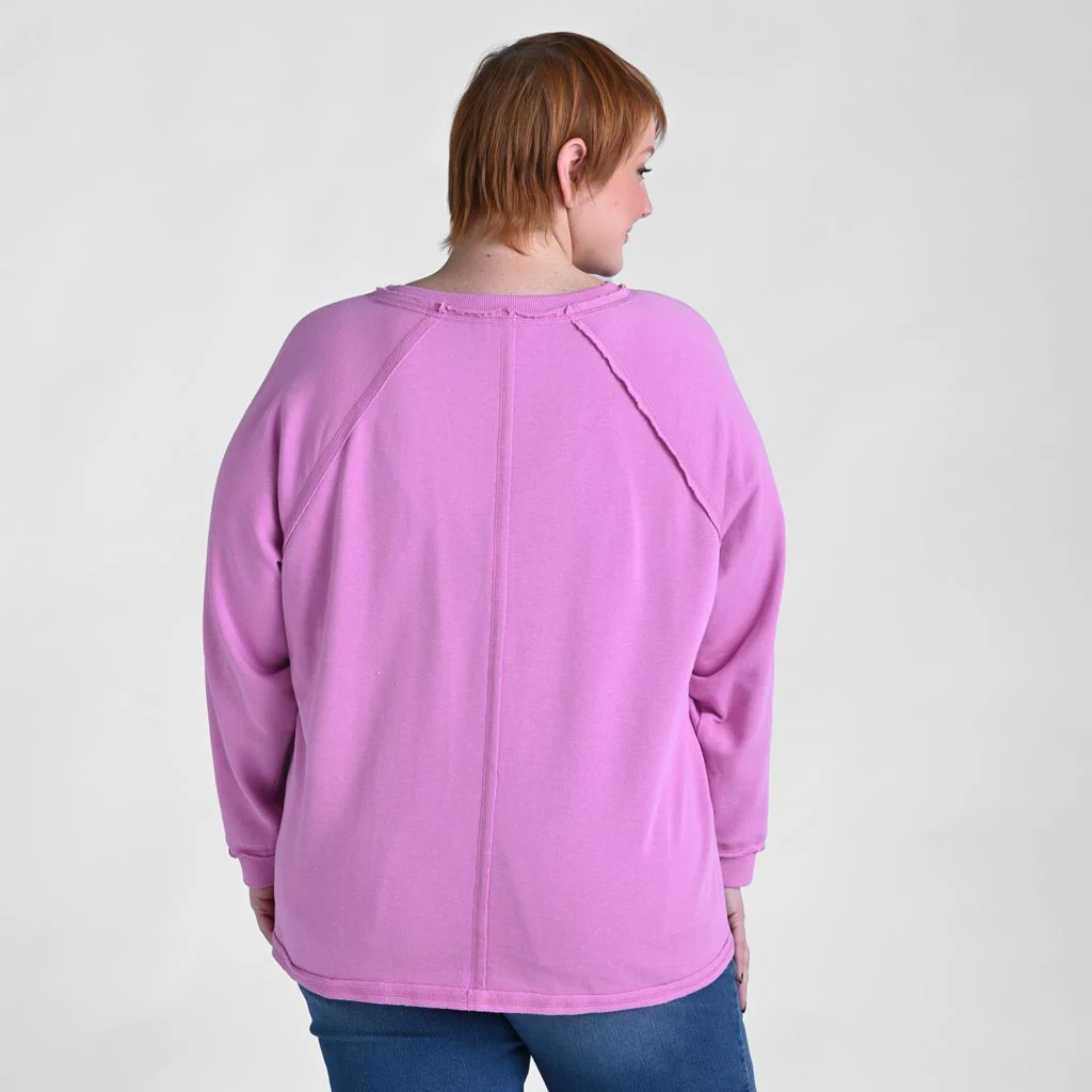 Christopher & Banks Relaxed Restyled Oversized French Terry Split Neck Top - Image 7