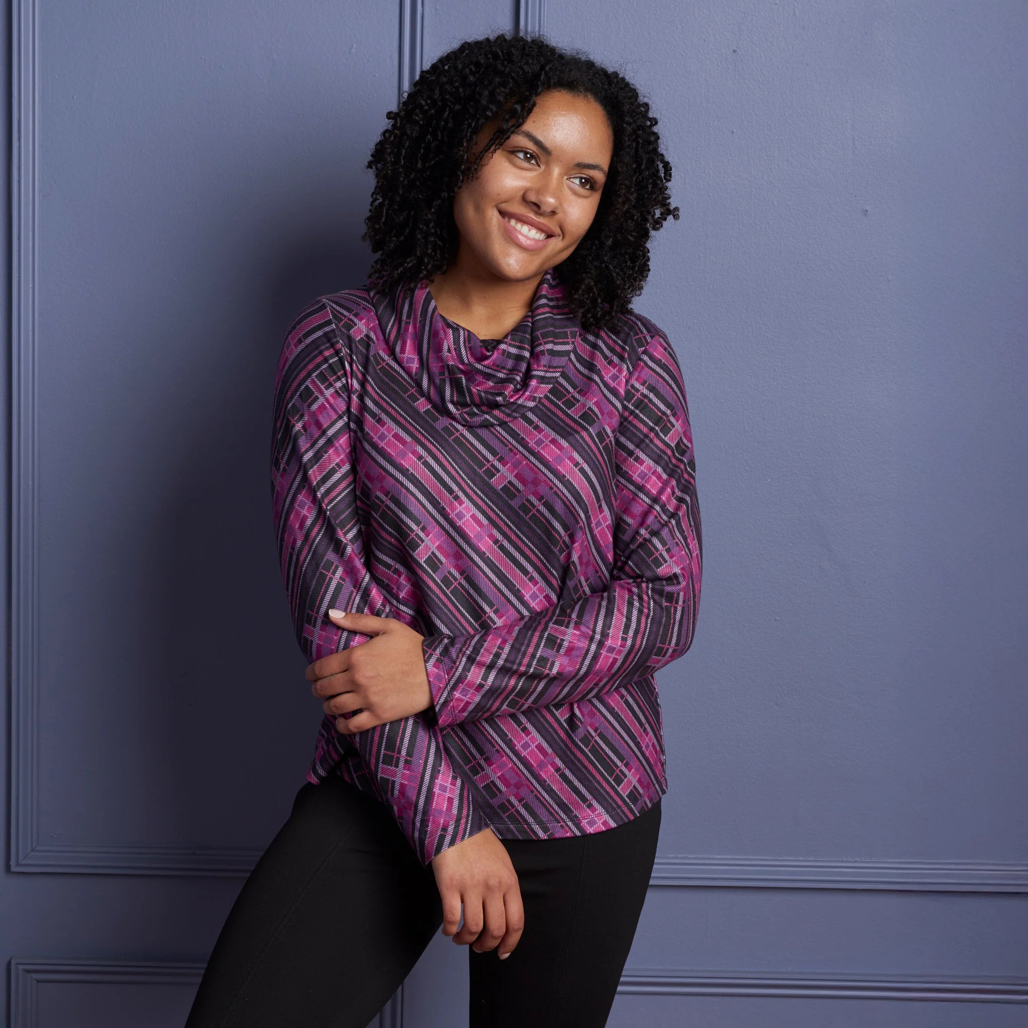 Christopher & Banks Relaxed Restyled Plaid Print Cowl Neck Tunic - Image 3