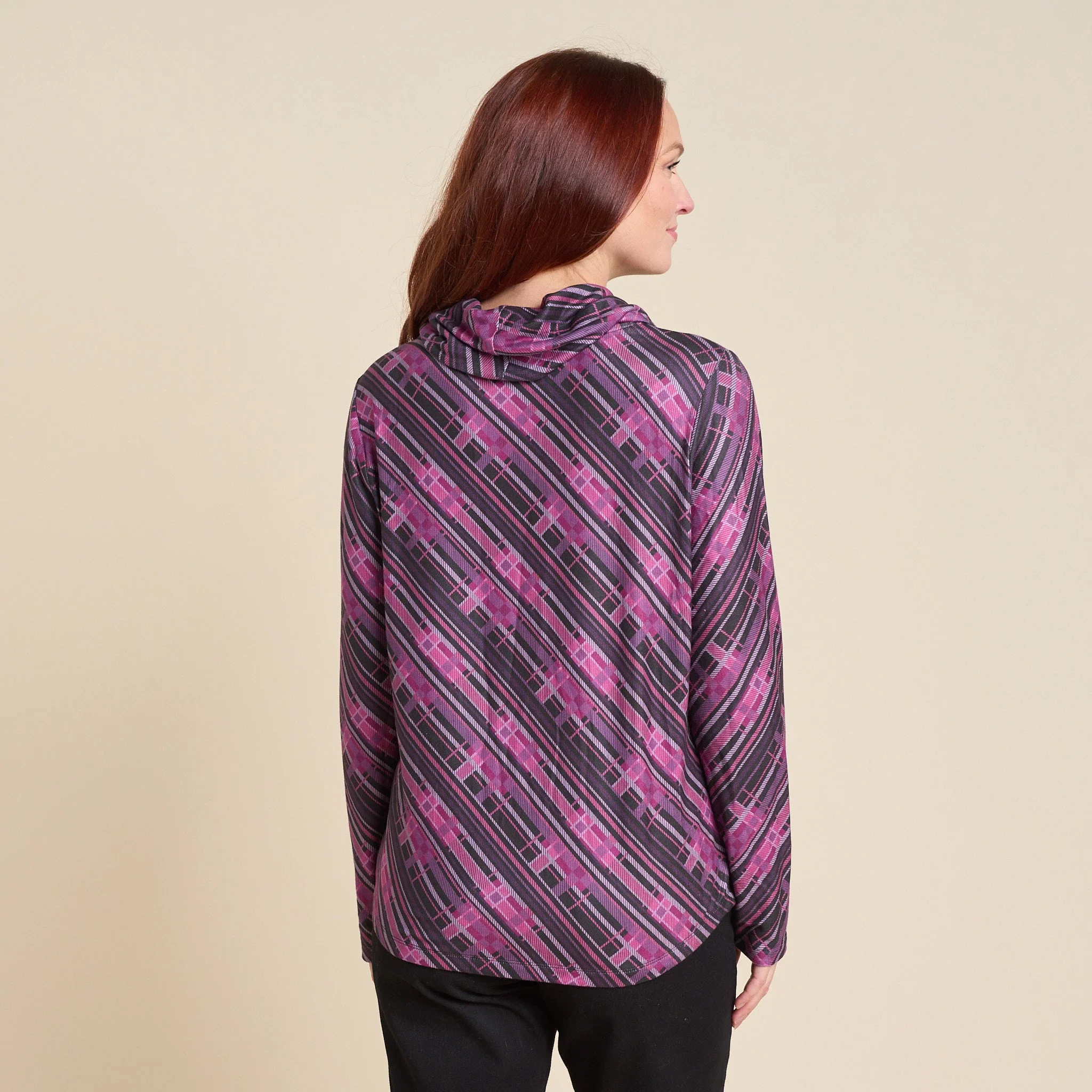 Christopher & Banks Relaxed Restyled Plaid Print Cowl Neck Tunic - Image 4