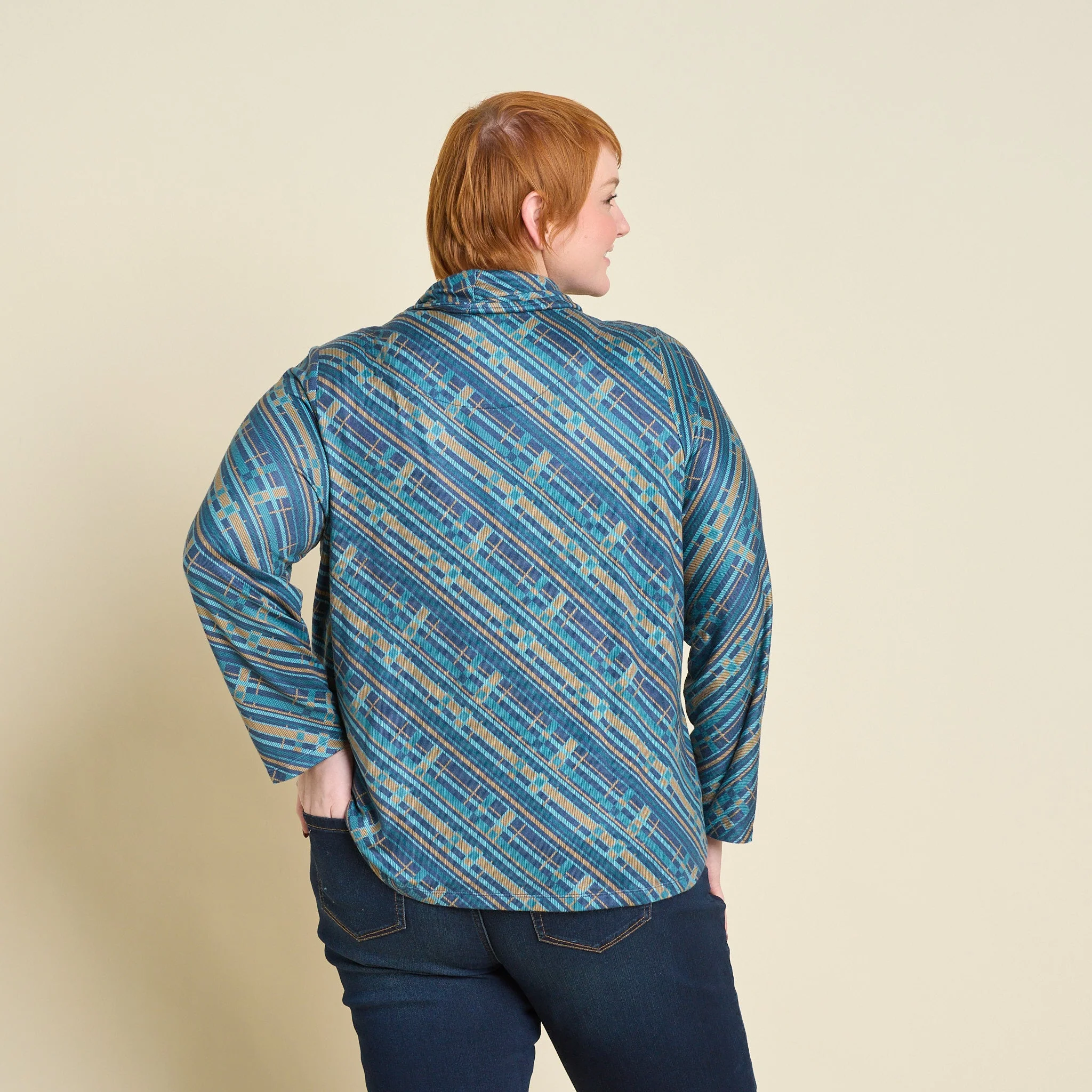 Christopher & Banks Relaxed Restyled Plaid Print Cowl Neck Tunic - Image 7