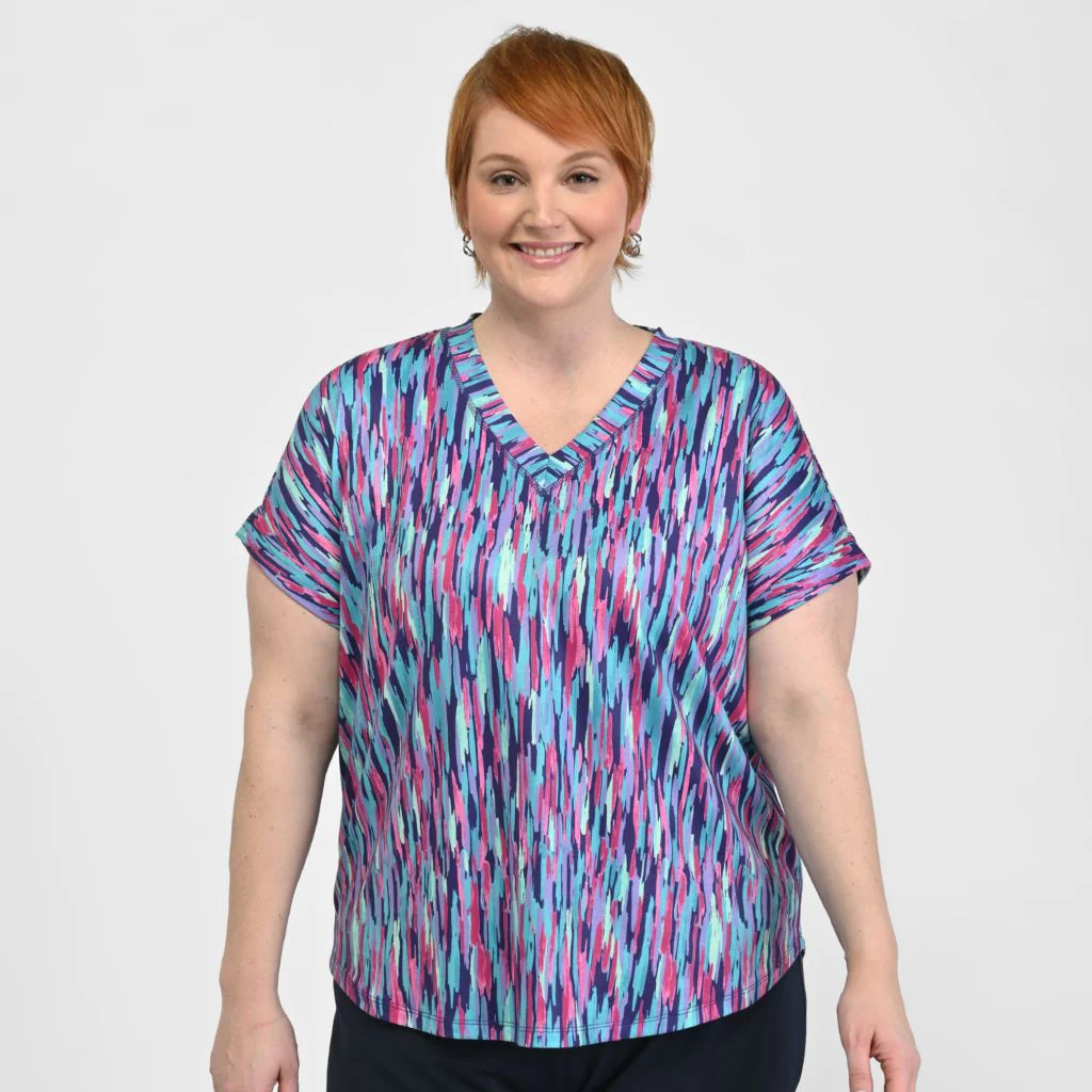 Christopher & Banks Relaxed Restyled Printed V Neck Tee - Image 5