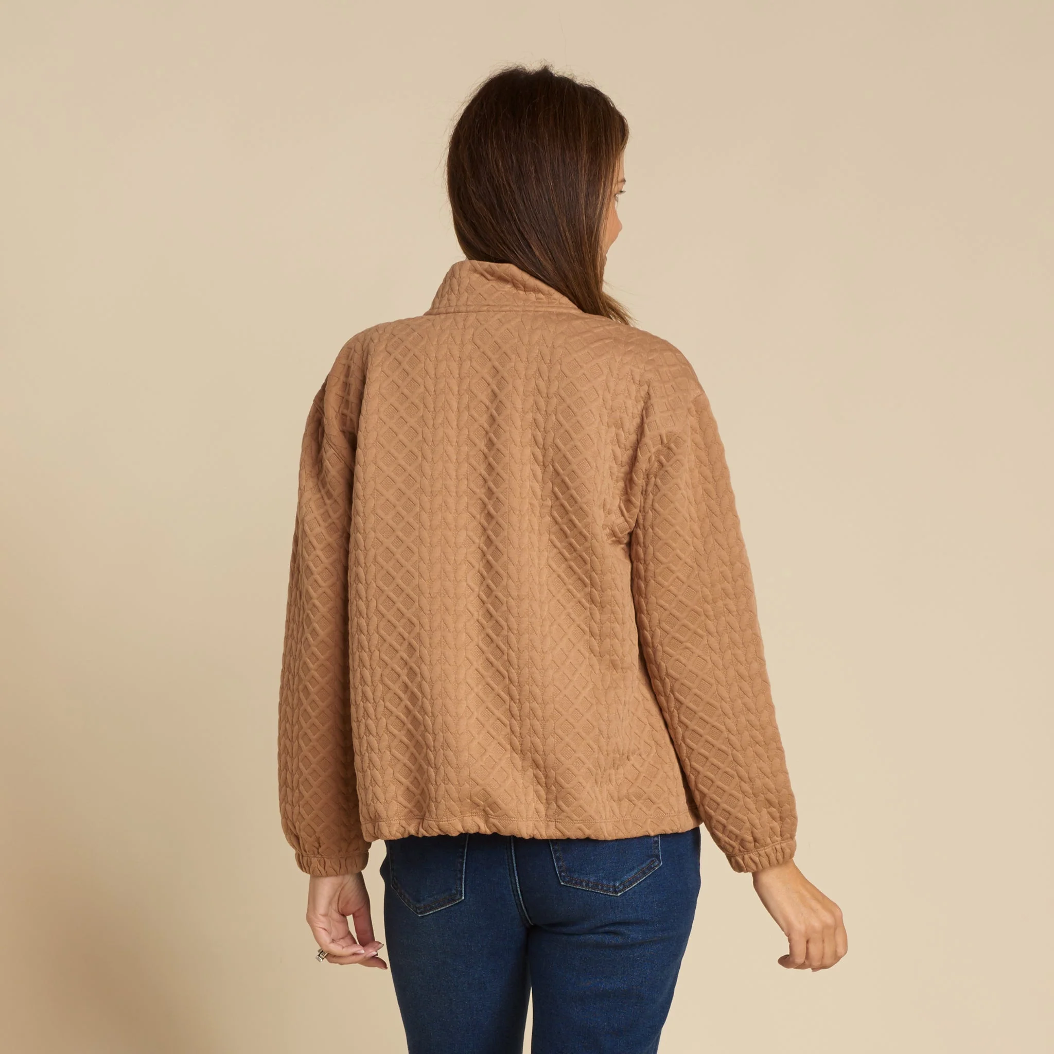 Christopher & Banks Relaxed Restyled Quilted Jacquard Zip Front Jacket - Image 3