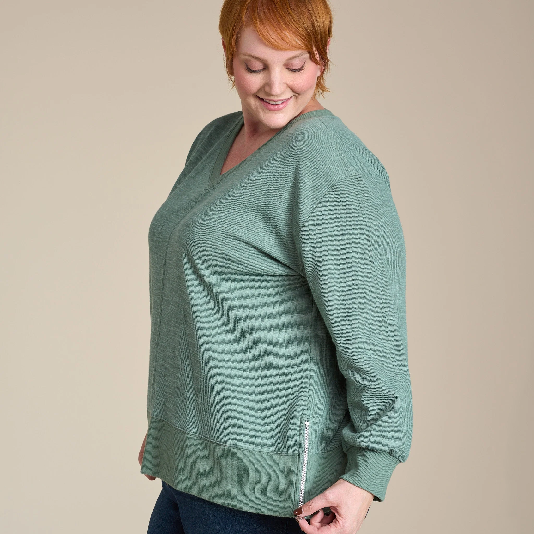 Christopher & Banks Relaxed Restyled Side Zipper Long Sleeve Top - Image 13
