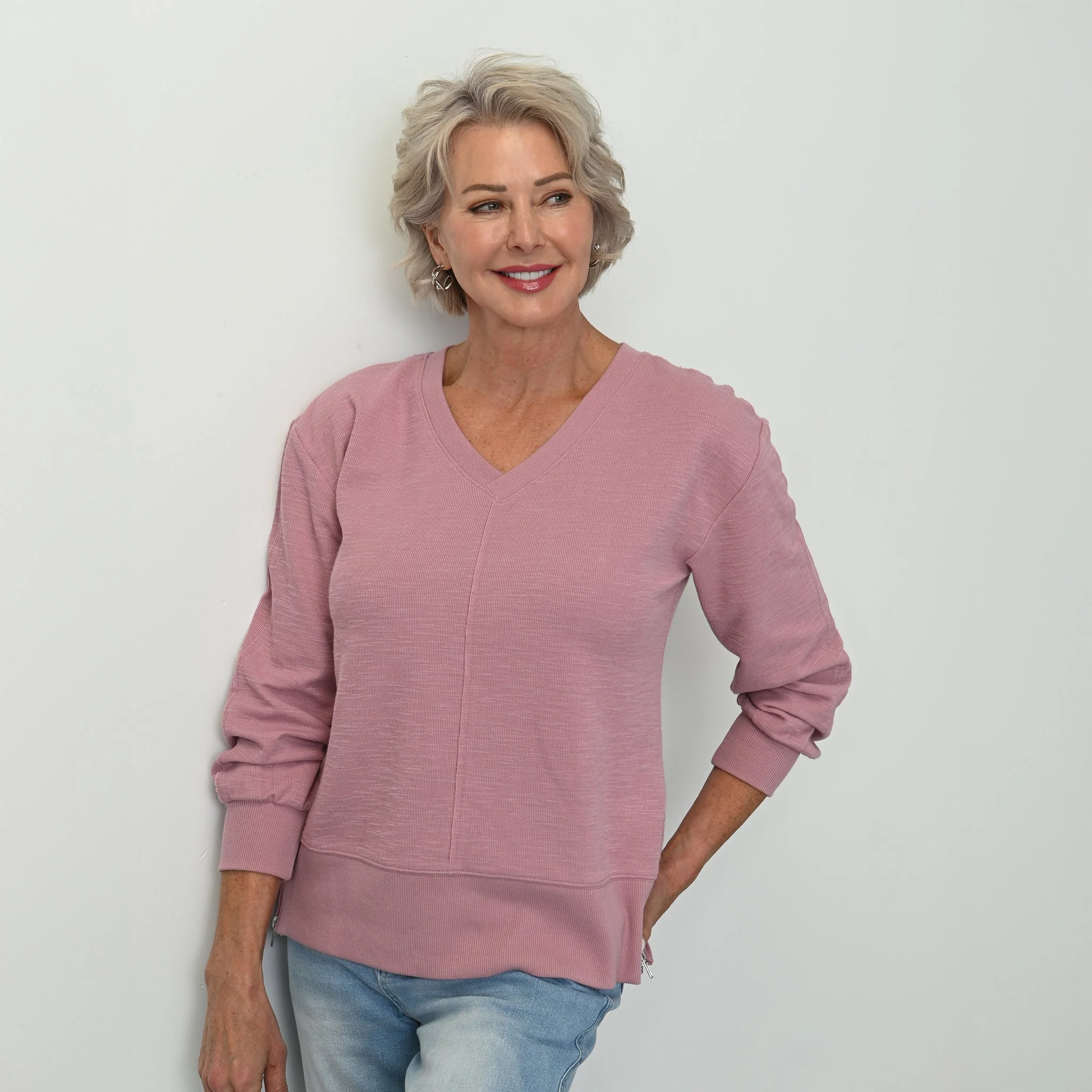 Christopher & Banks Relaxed Restyled Side Zipper Long Sleeve Top - Image 2
