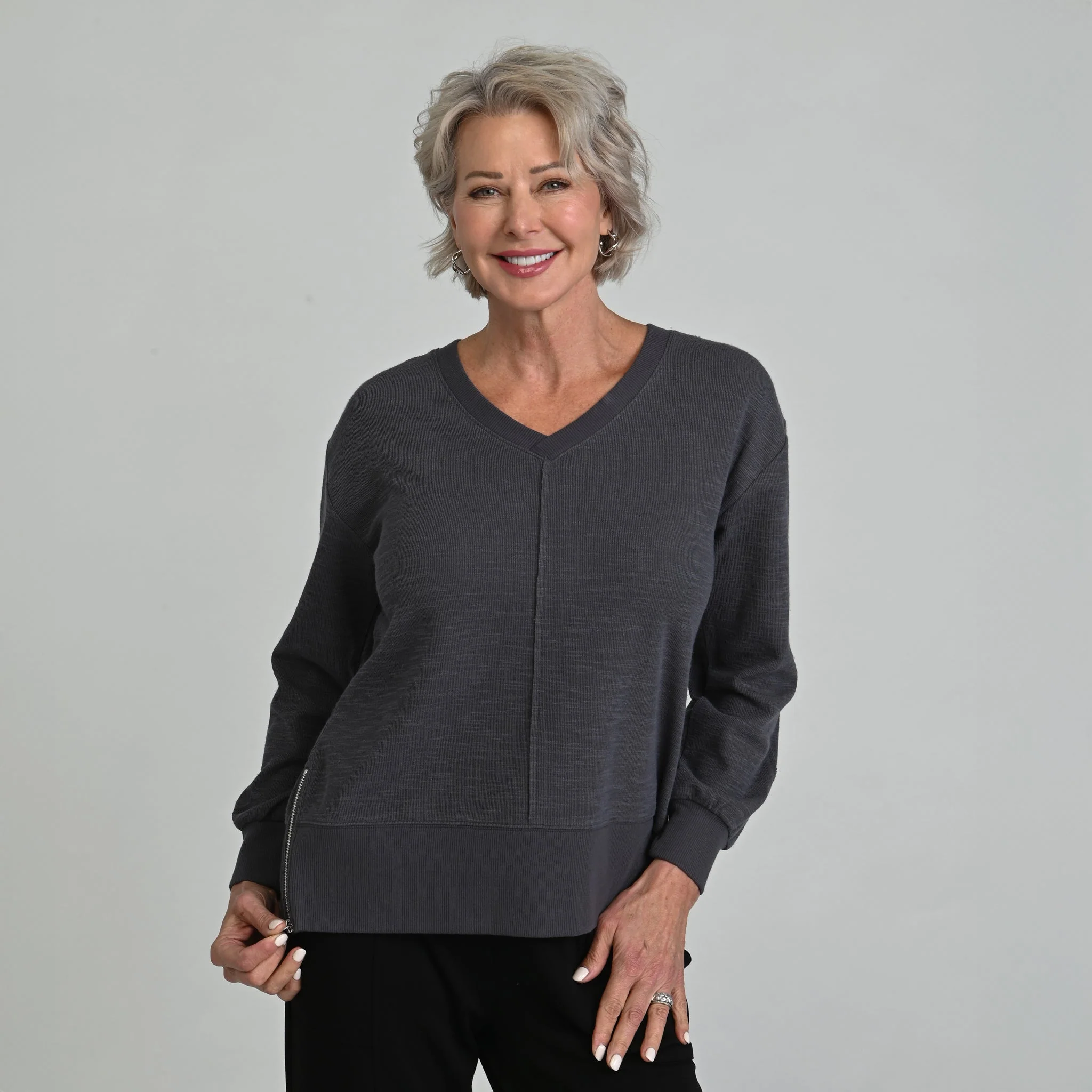 Christopher & Banks Relaxed Restyled Side Zipper Long Sleeve Top - Image 4
