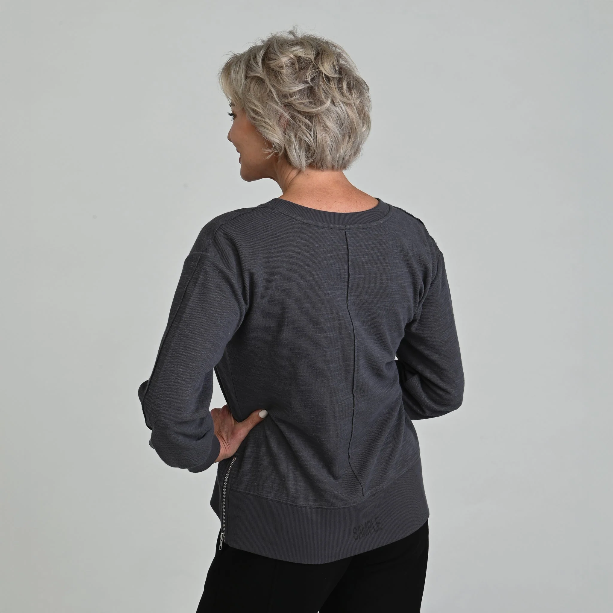 Christopher & Banks Relaxed Restyled Side Zipper Long Sleeve Top - Image 5