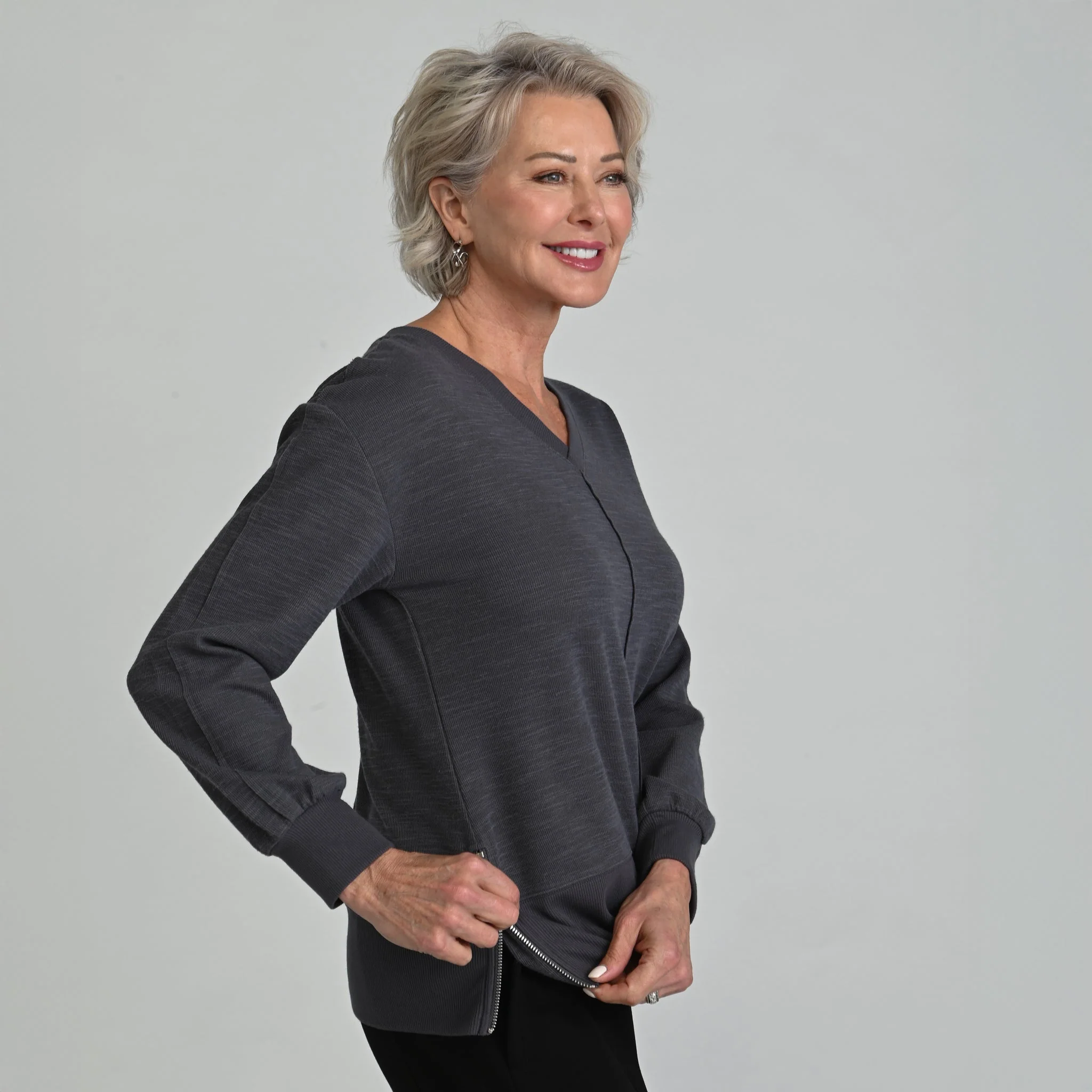 Christopher & Banks Relaxed Restyled Side Zipper Long Sleeve Top - Image 6