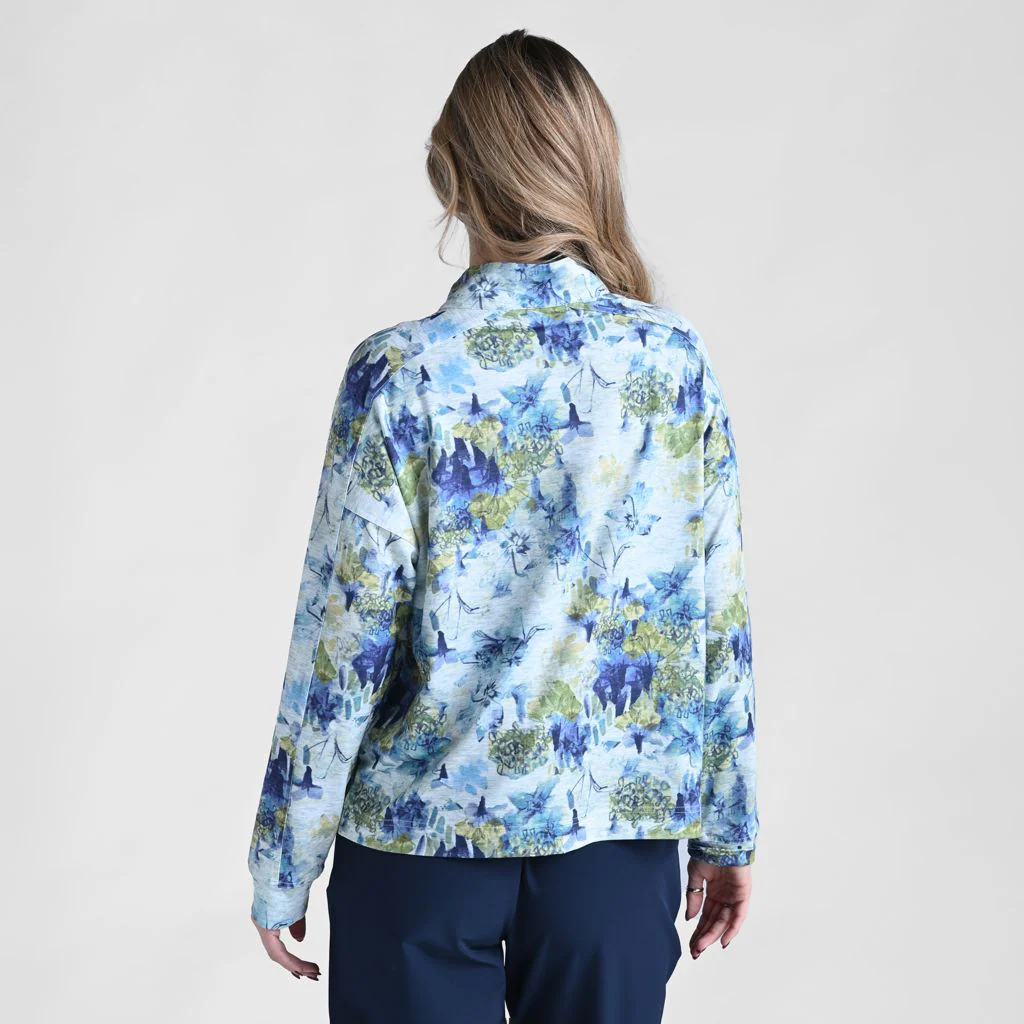 Christopher & Banks Relaxed Restyled Space Dye Print Quarter Snap Top - Image 3