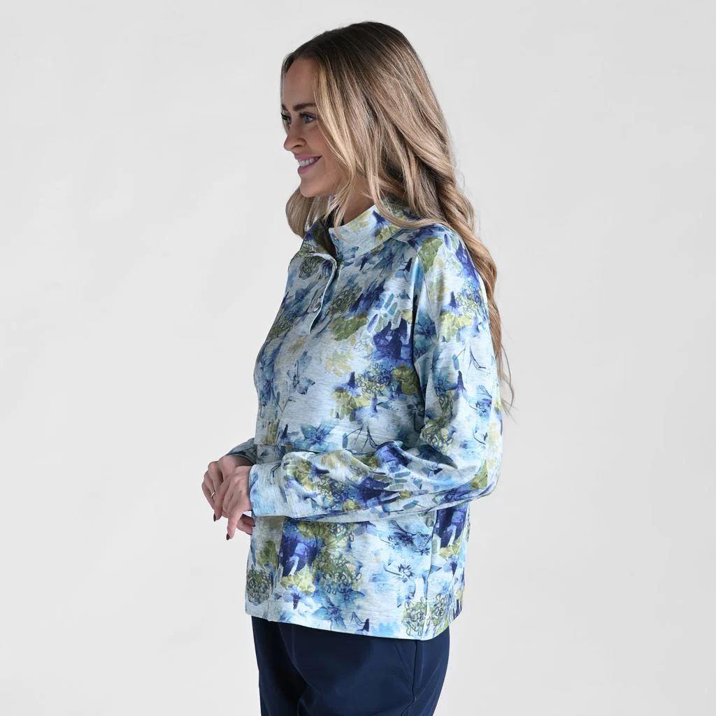 Christopher & Banks Relaxed Restyled Space Dye Print Quarter Snap Top - Image 4