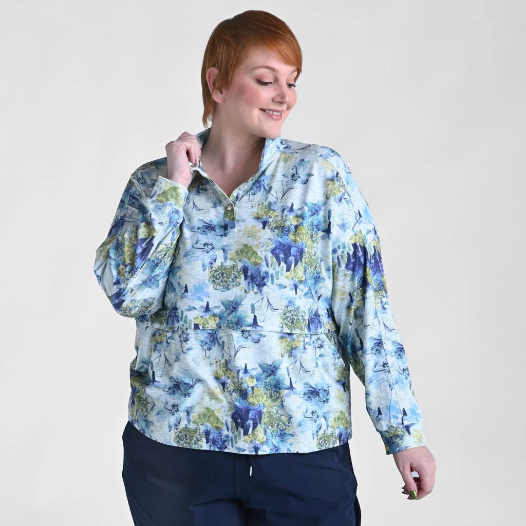 Christopher & Banks Relaxed Restyled Space Dye Print Quarter Snap Top - Image 5