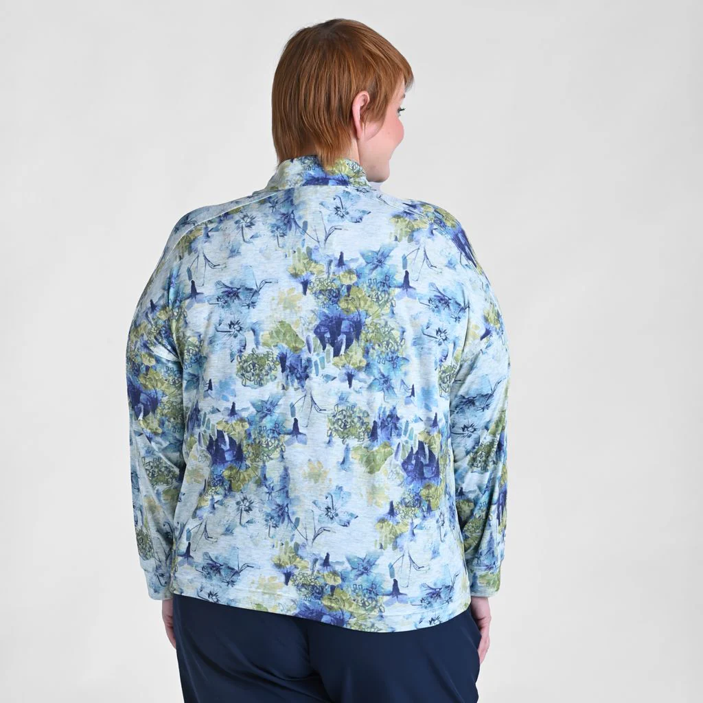 Christopher & Banks Relaxed Restyled Space Dye Print Quarter Snap Top - Image 7