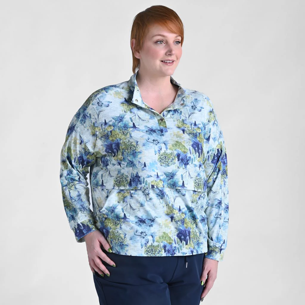 Christopher & Banks Relaxed Restyled Space Dye Print Quarter Snap Top - Image 8