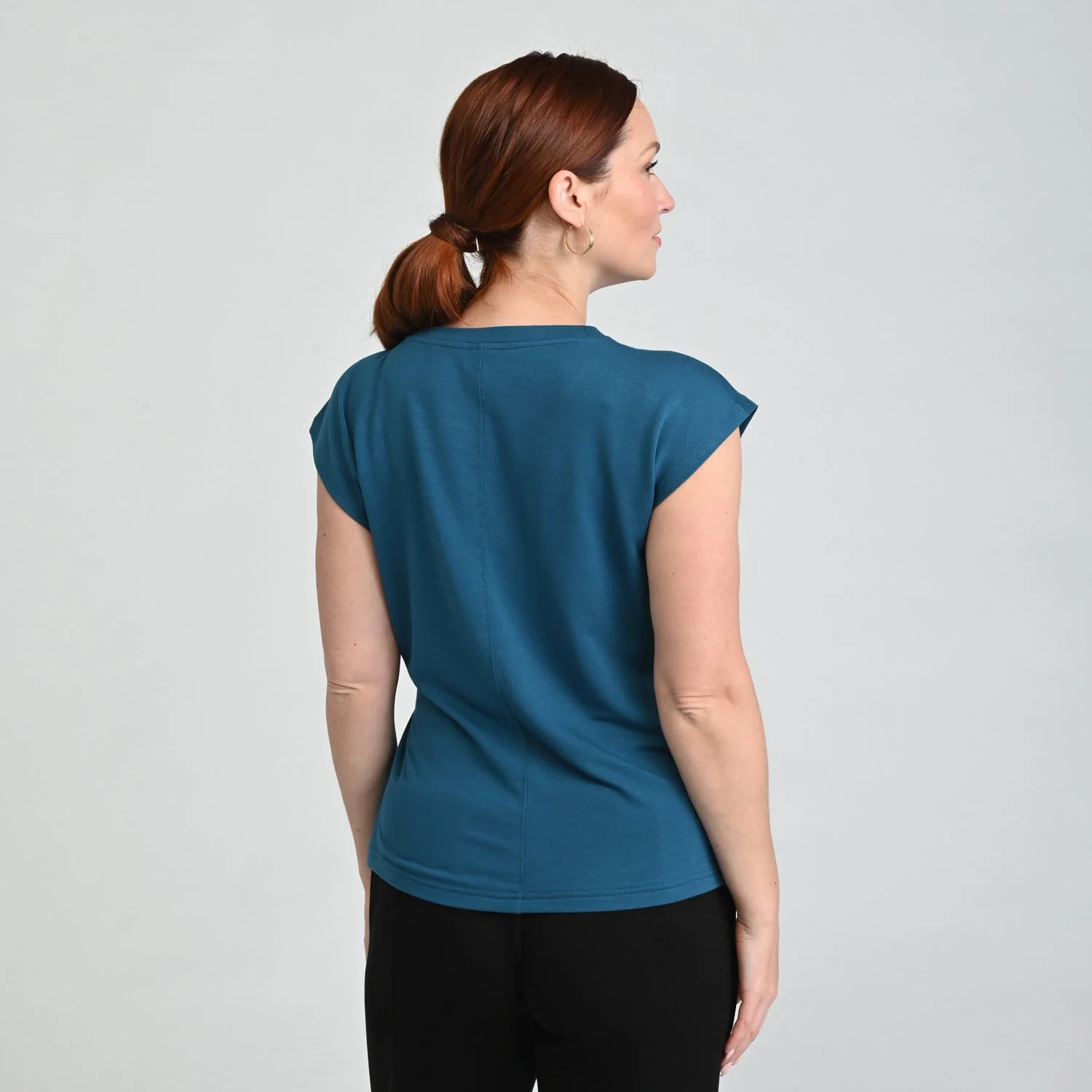 Christopher & Banks Relaxed Restyled Tie Waist Cap Sleeve Tee - Image 2