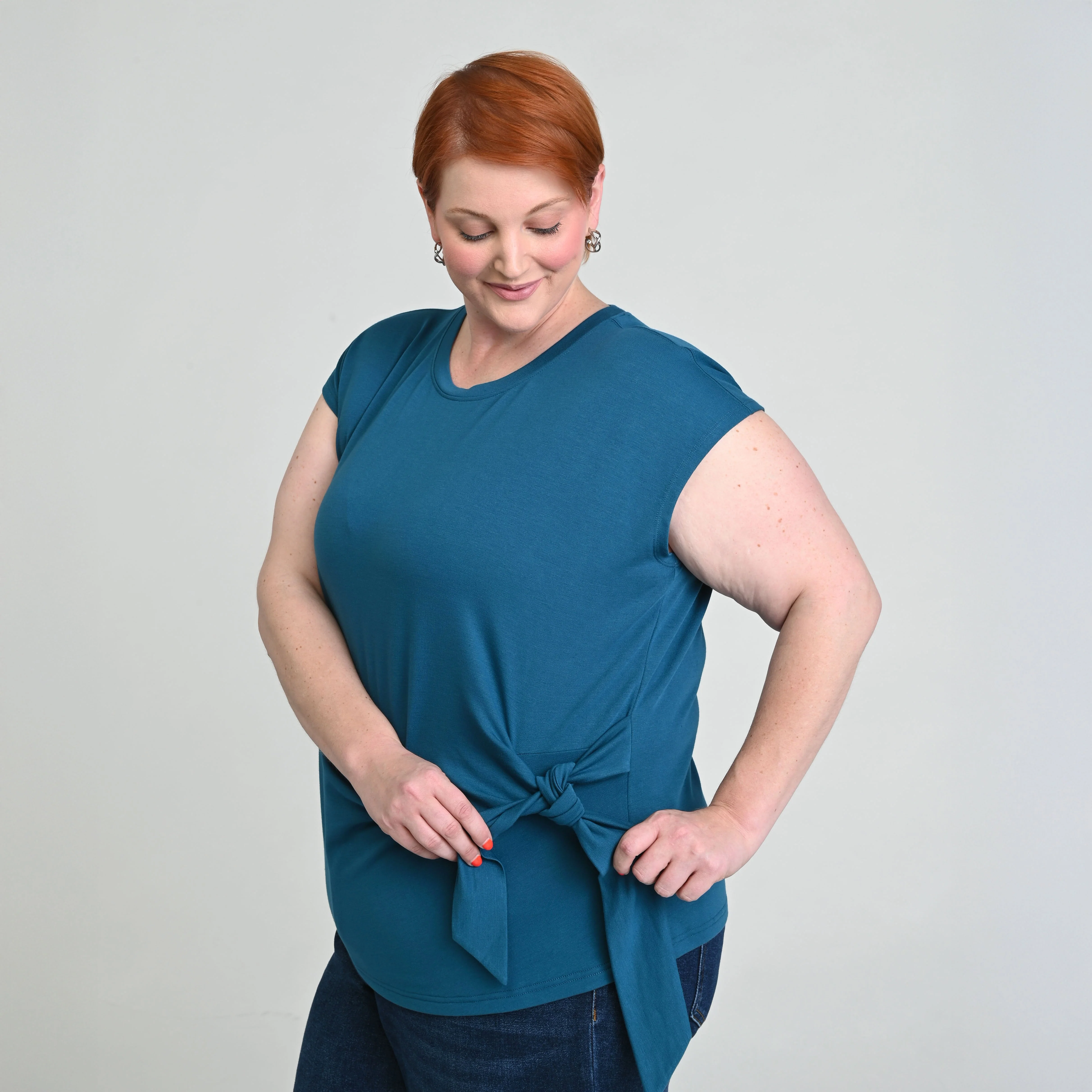 Christopher & Banks Relaxed Restyled Tie Waist Cap Sleeve Tee - Image 6