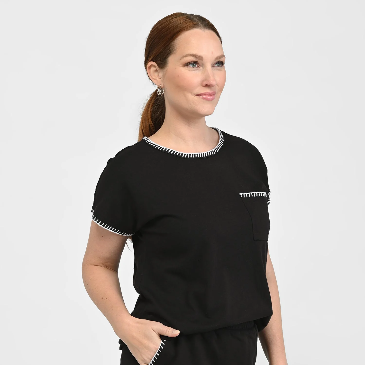 Christopher & Banks Relaxed Restyled Whip Stitch Dolman Sleeve Tee - Image 4