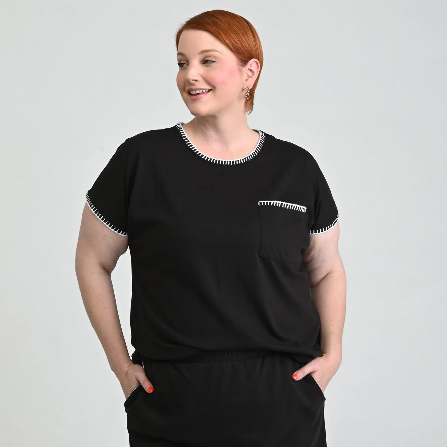 Christopher & Banks Relaxed Restyled Whip Stitch Dolman Sleeve Tee - Image 6