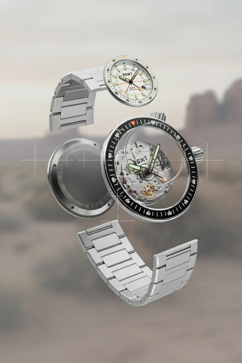 RGMT Men's 44mm Marksman Automatic GMT Bracelet Watch - Image 6