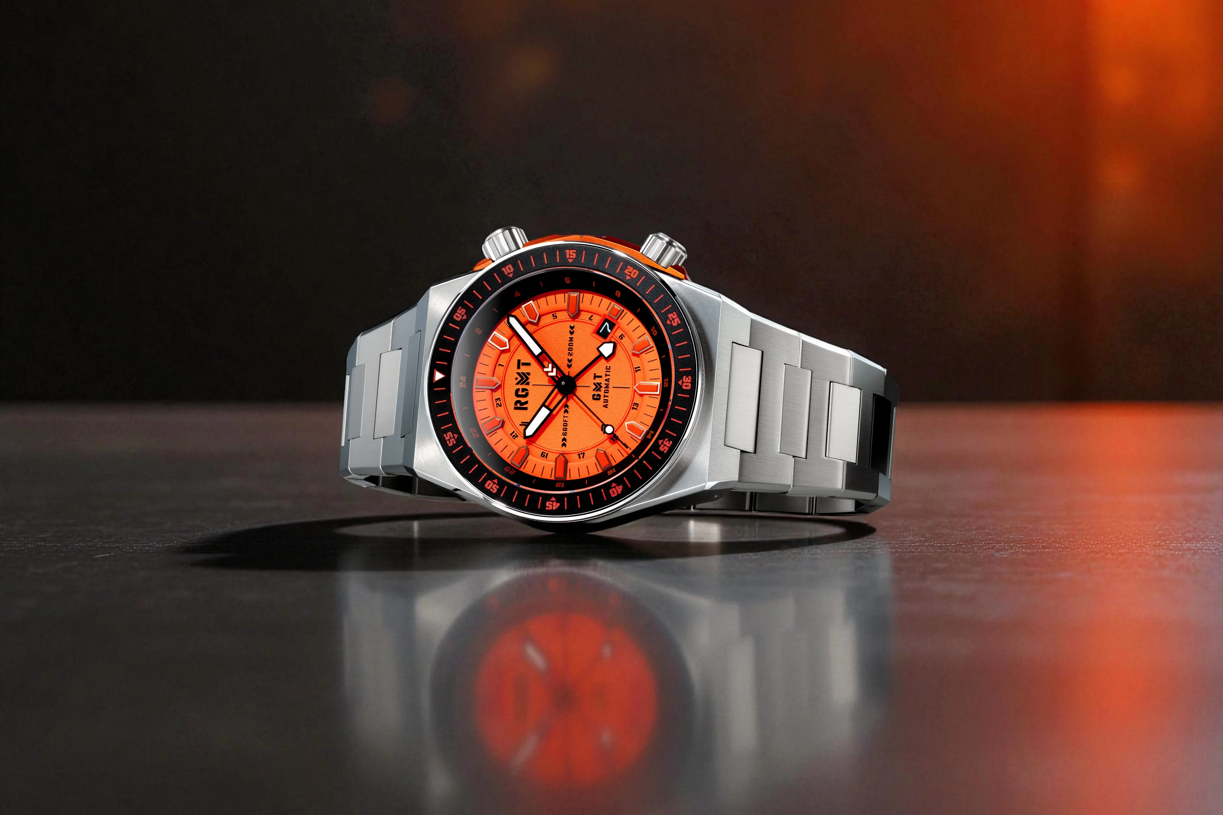 RGMT Men's 44mm Marksman Automatic GMT Bracelet Watch - Image 9