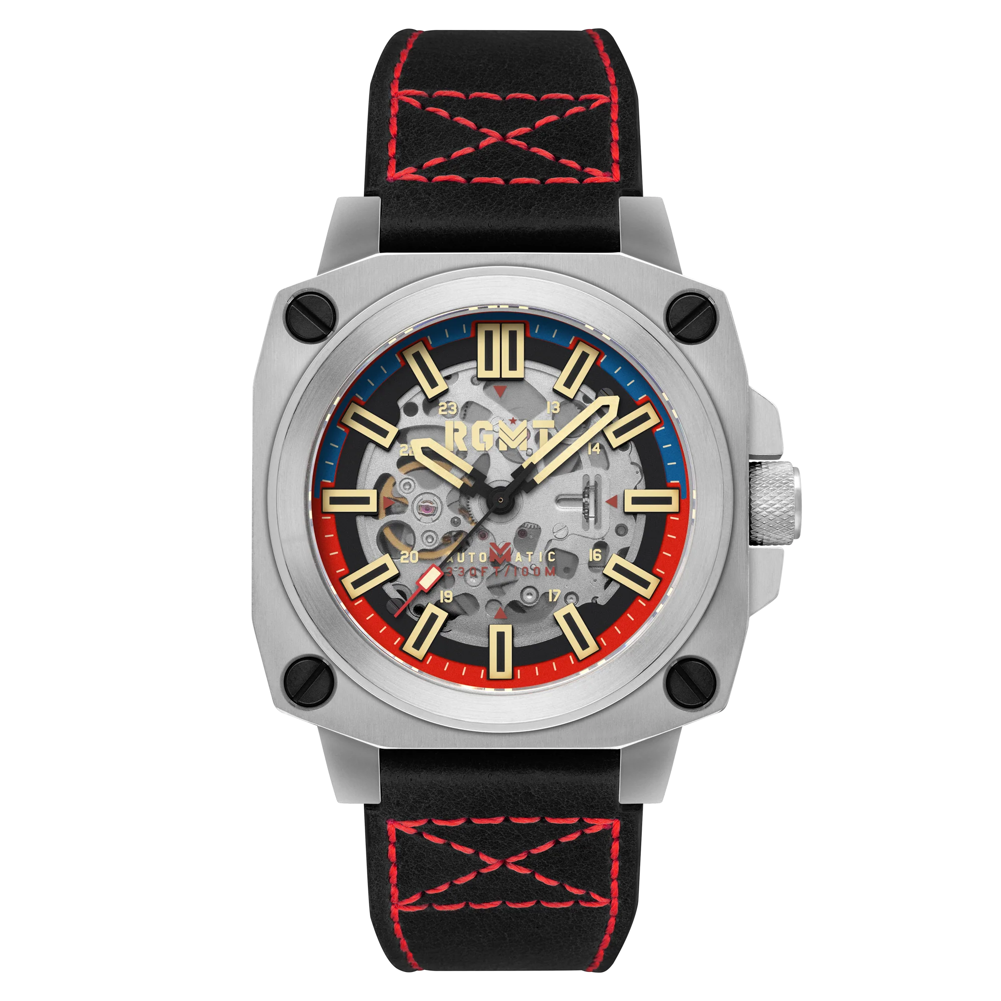 RGMT Men's 46mm Altimeter Skeletonized Automatic Leather Strap Watch - Image 2